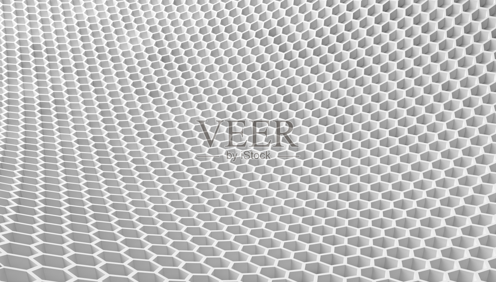 数字数据和网络连接的六边形技术概念上的白色背景，三维结构抽象插图照片摄影图片