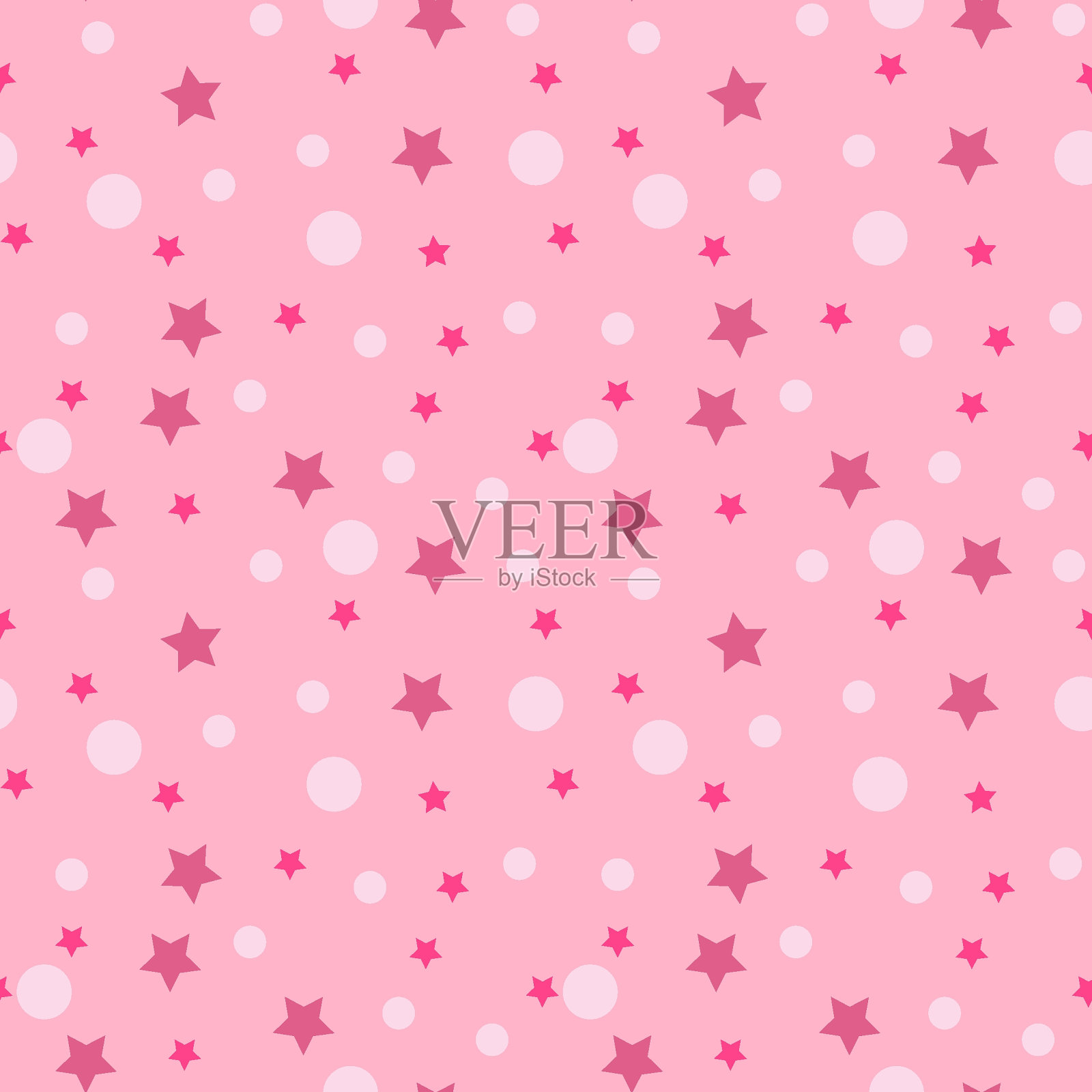 无缝的美丽无缝图案与圆和星星插画图片素材