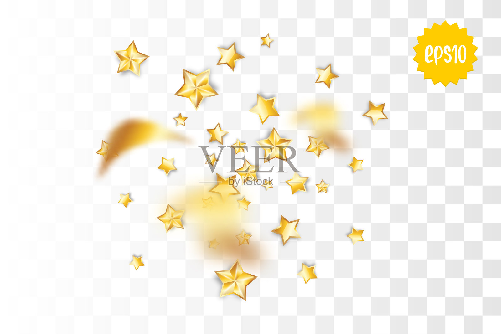 金色的节日星星五彩纸屑随意飘落插画图片素材