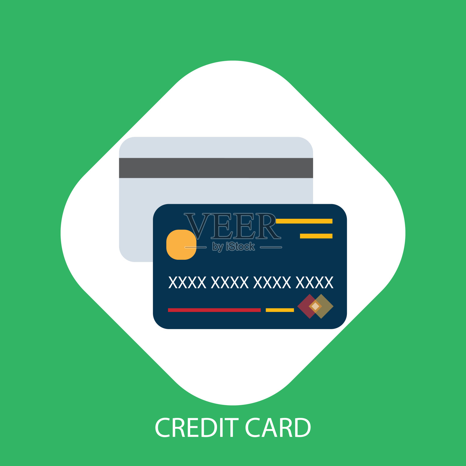 图标信用卡在一个平面样式与阴影。jpg插画图片素材