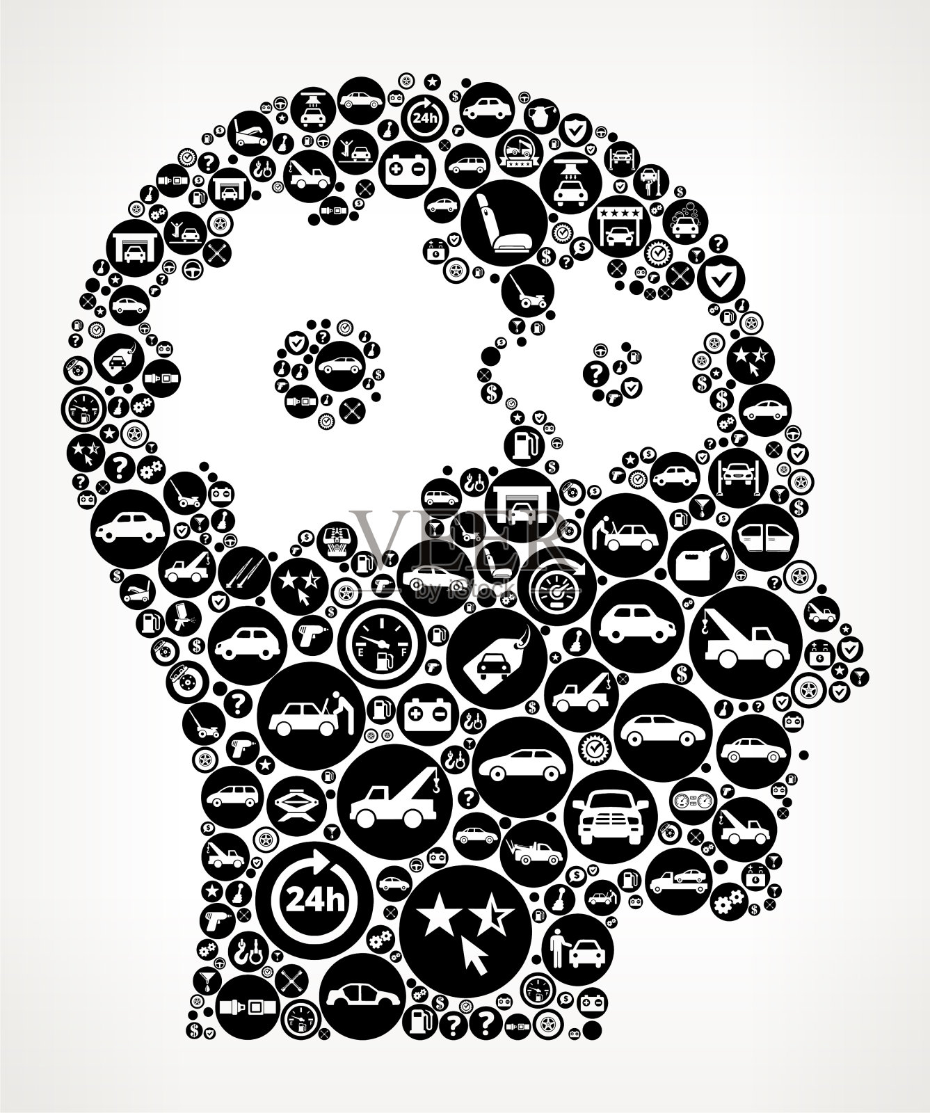 齿轮在头脑汽车和汽车修理图标背景插画图片素材