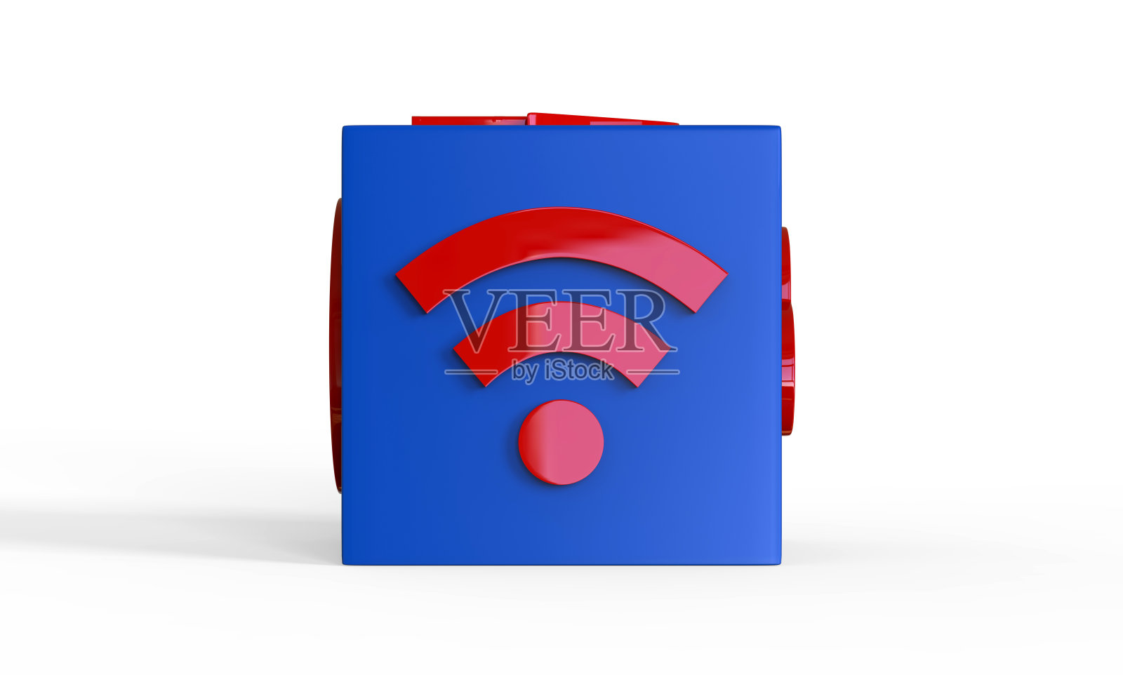 WiFi图标在一个立方体，3d插图照片摄影图片