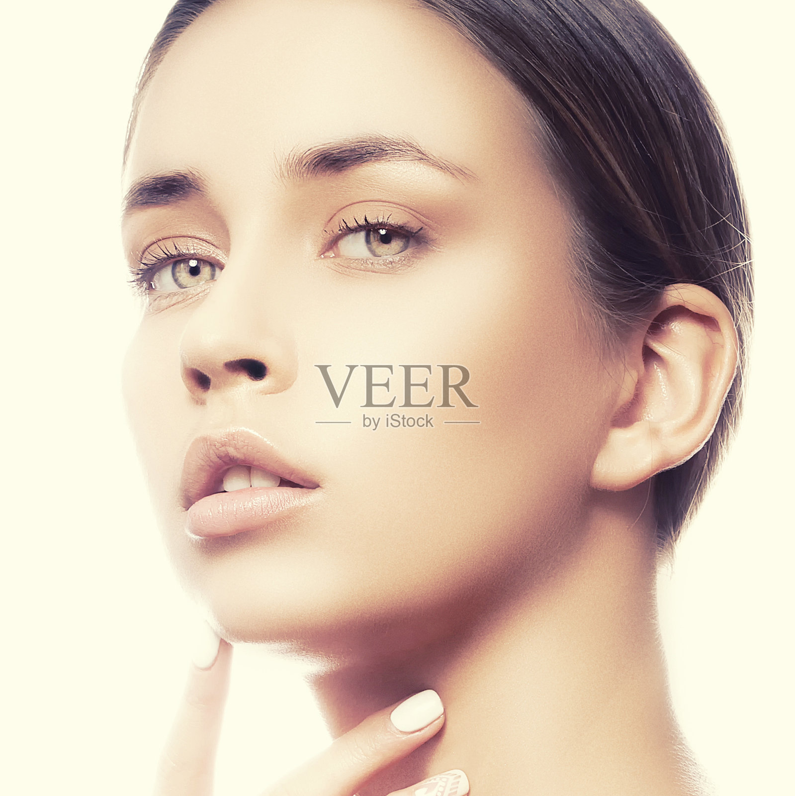 年轻女孩的脸。健美的形象照片摄影图片