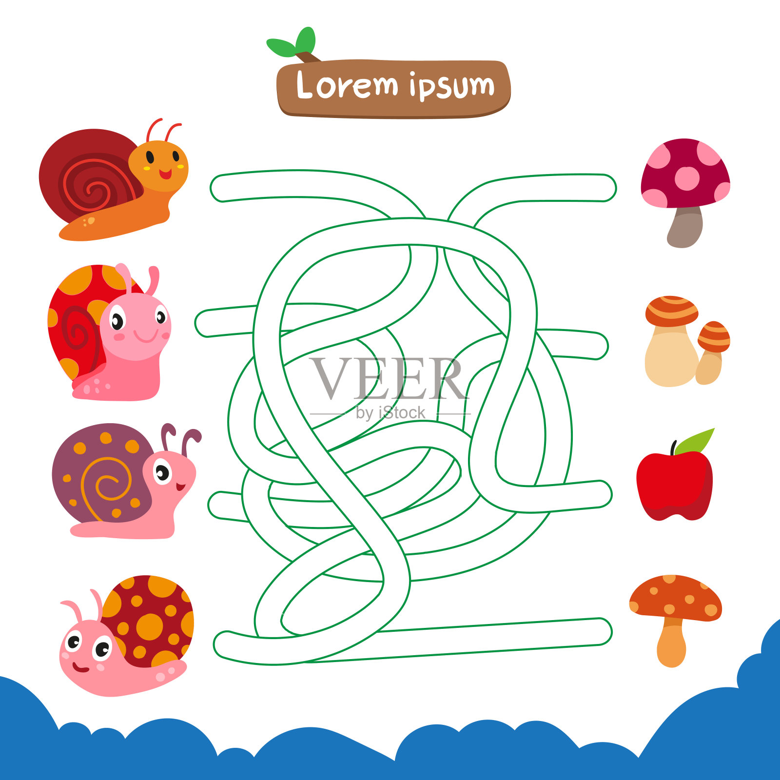 迷宫游戏矢量设计插画图片素材