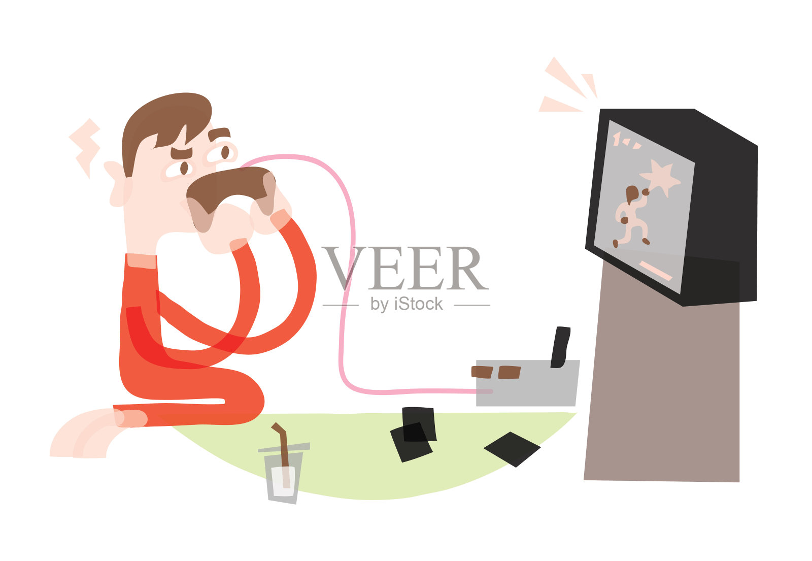 玩电子游戏的孩子插画图片素材