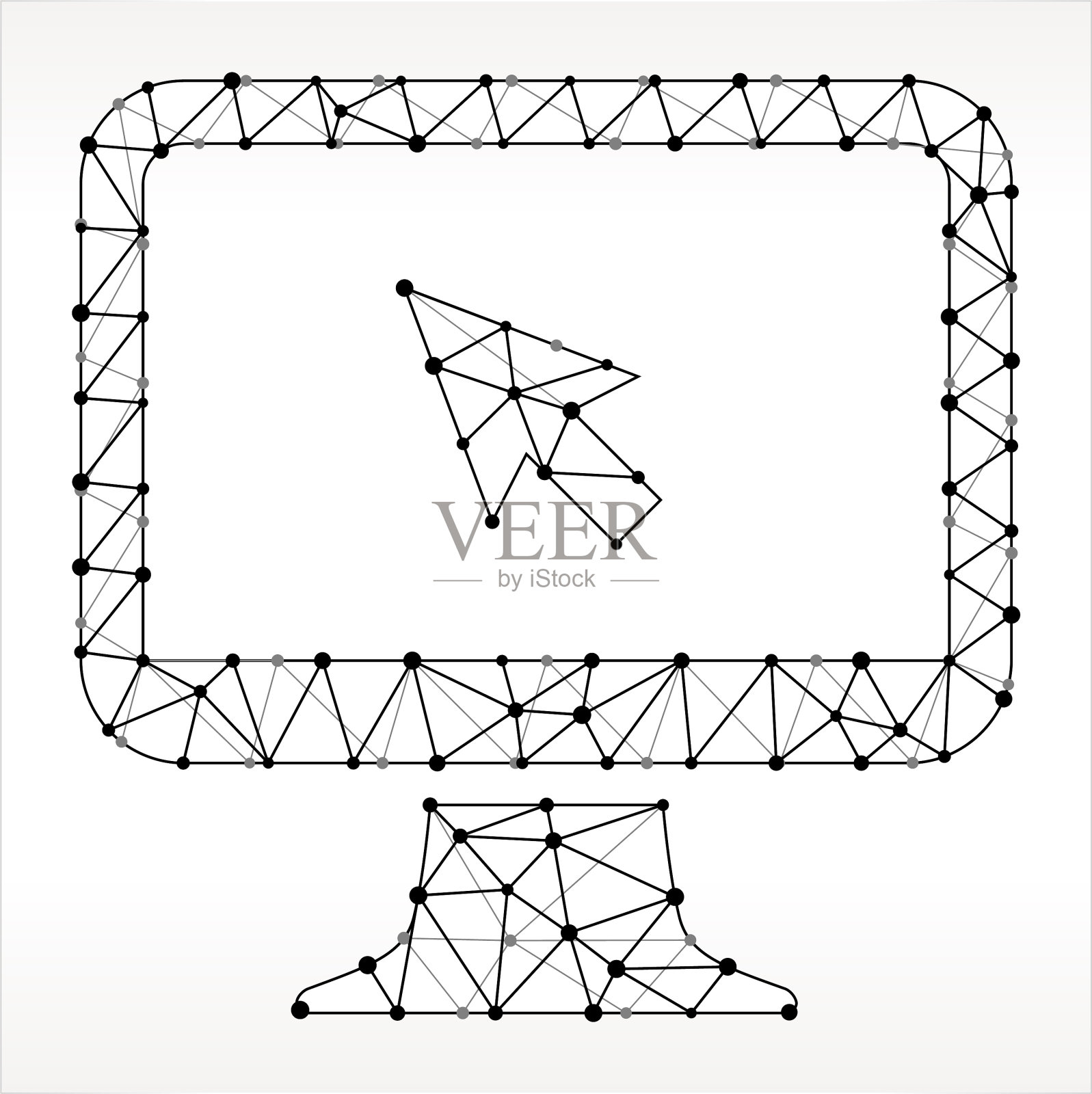 监控三角形节点黑白模式插画图片素材