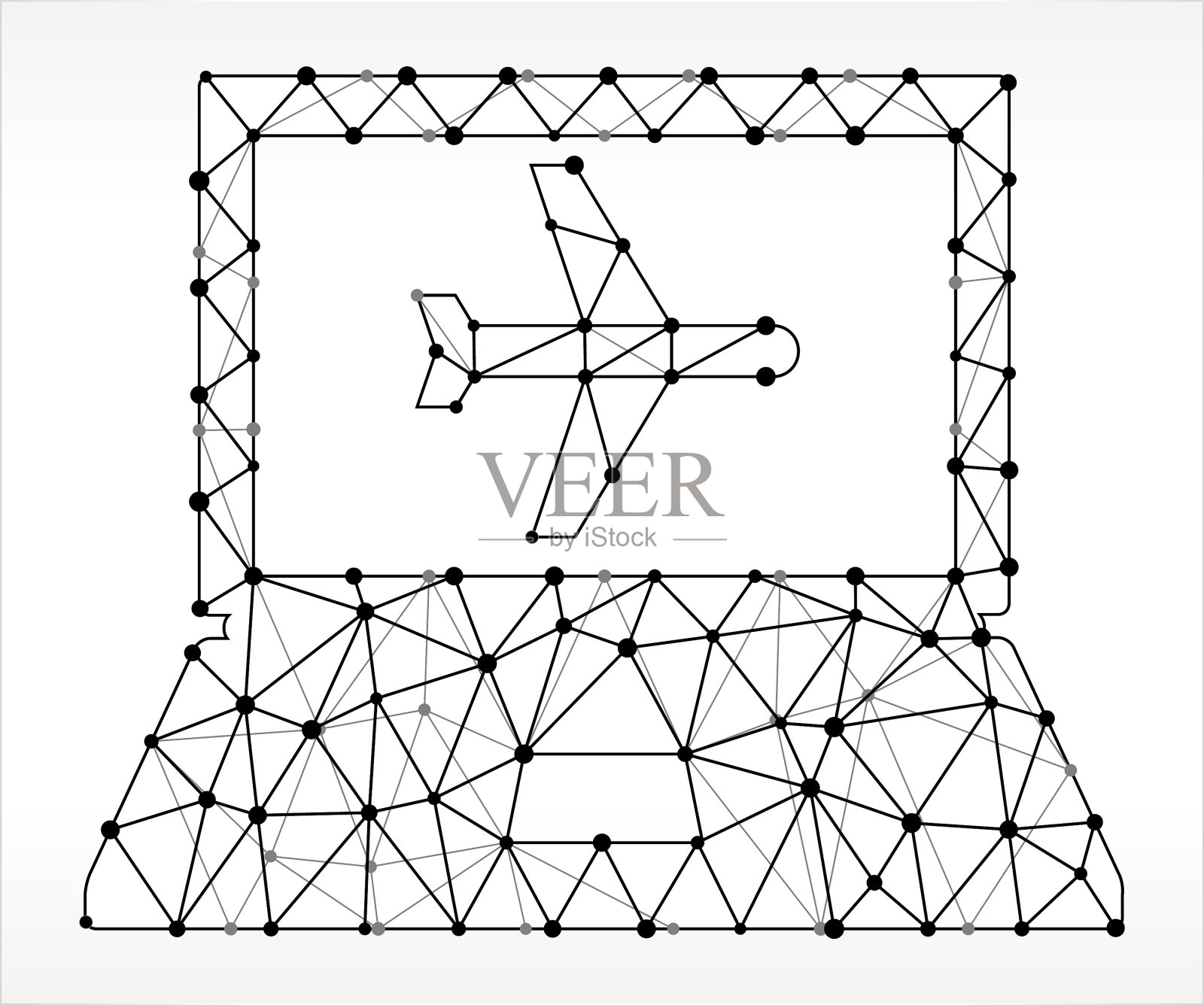 在线航班三角形节点黑白图案插画图片素材