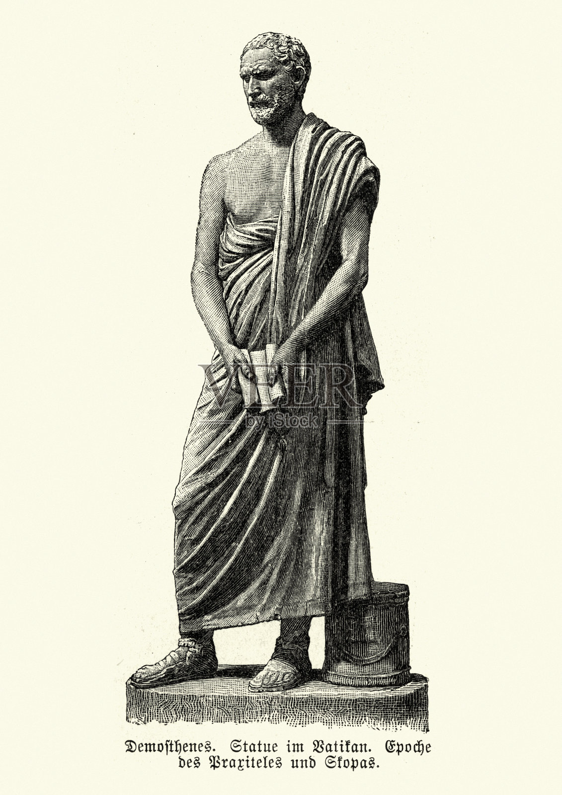 古希腊的德摩斯梯尼雕像插画图片素材