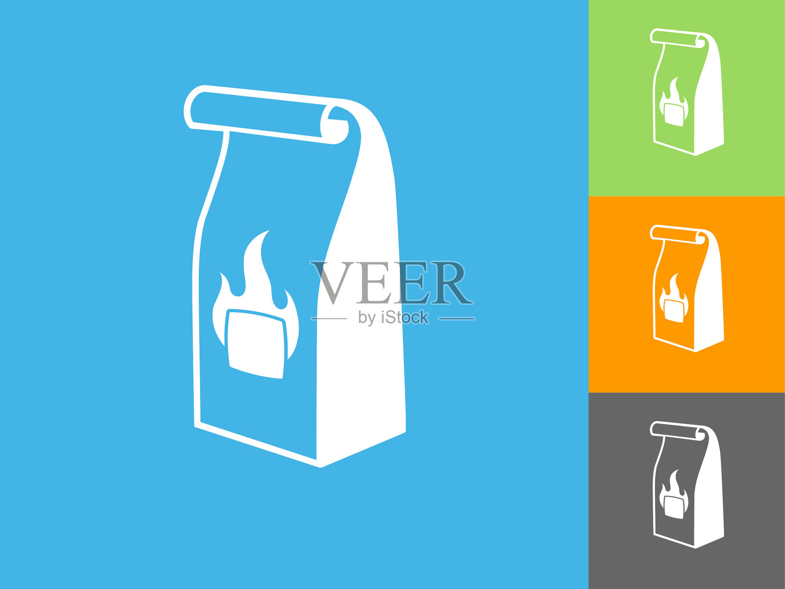 烧烤木炭袋平面图标上的蓝色背景插画图片素材