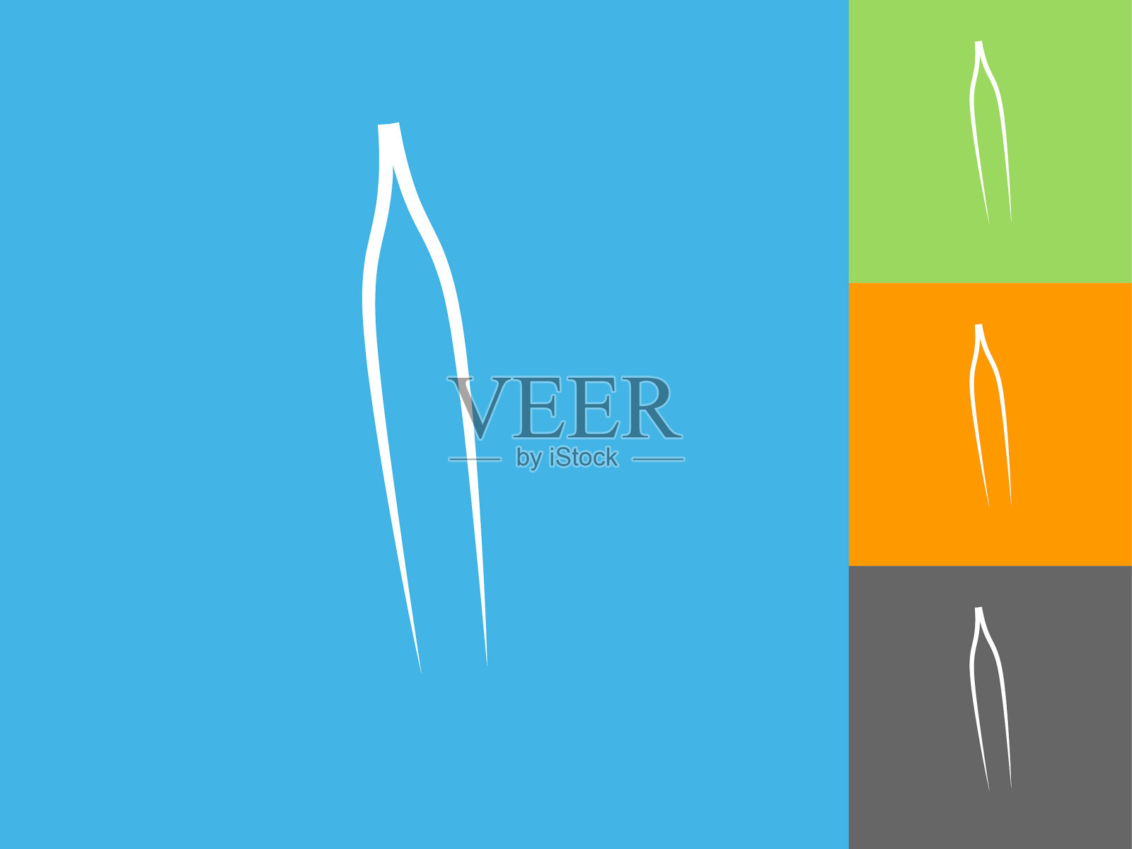 蓝色背景上的镊子平面图标插画图片素材