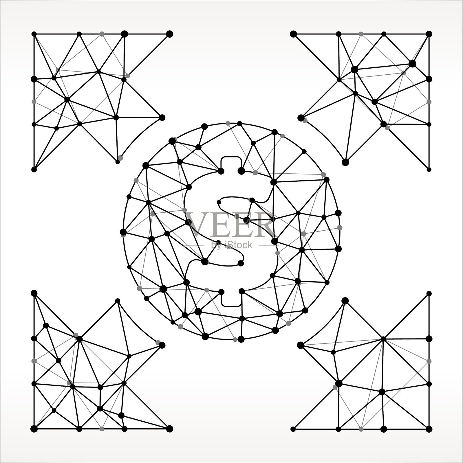 货币流通三角节点黑白格局插画图片素材