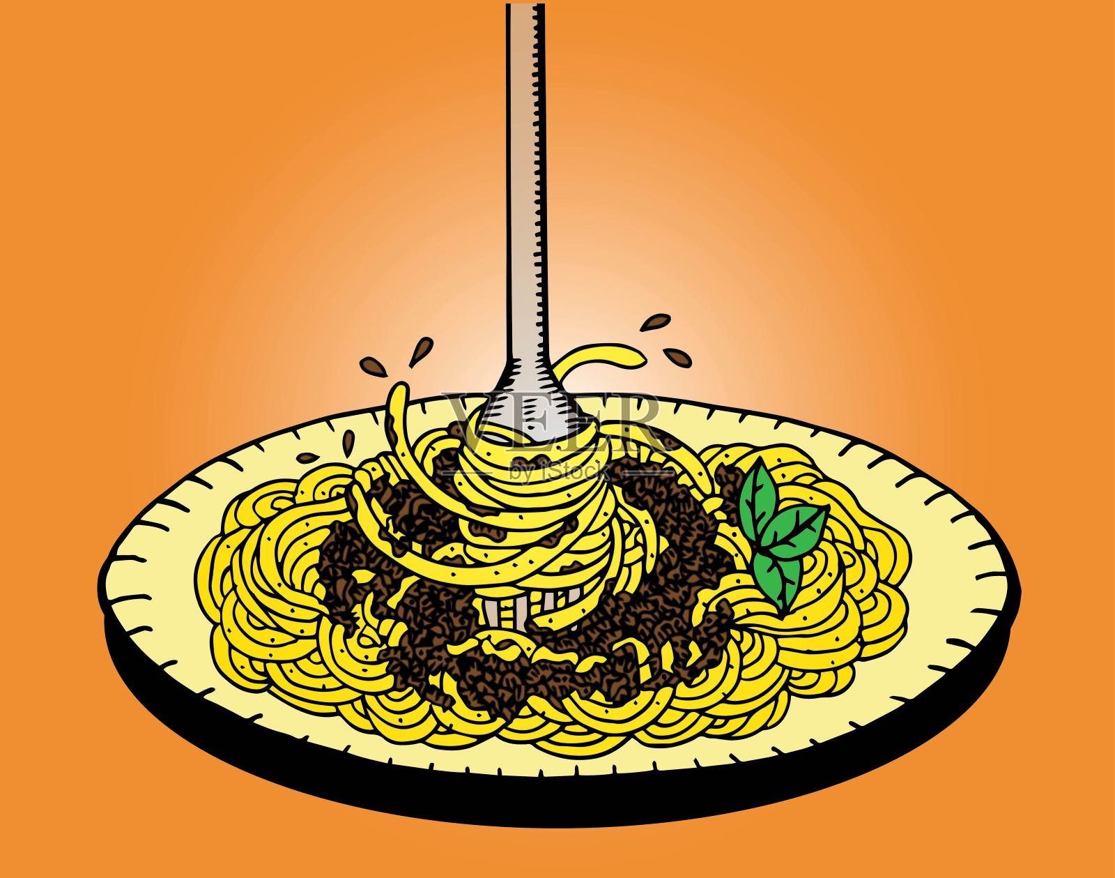 意大利面手绘食物插图插画图片素材