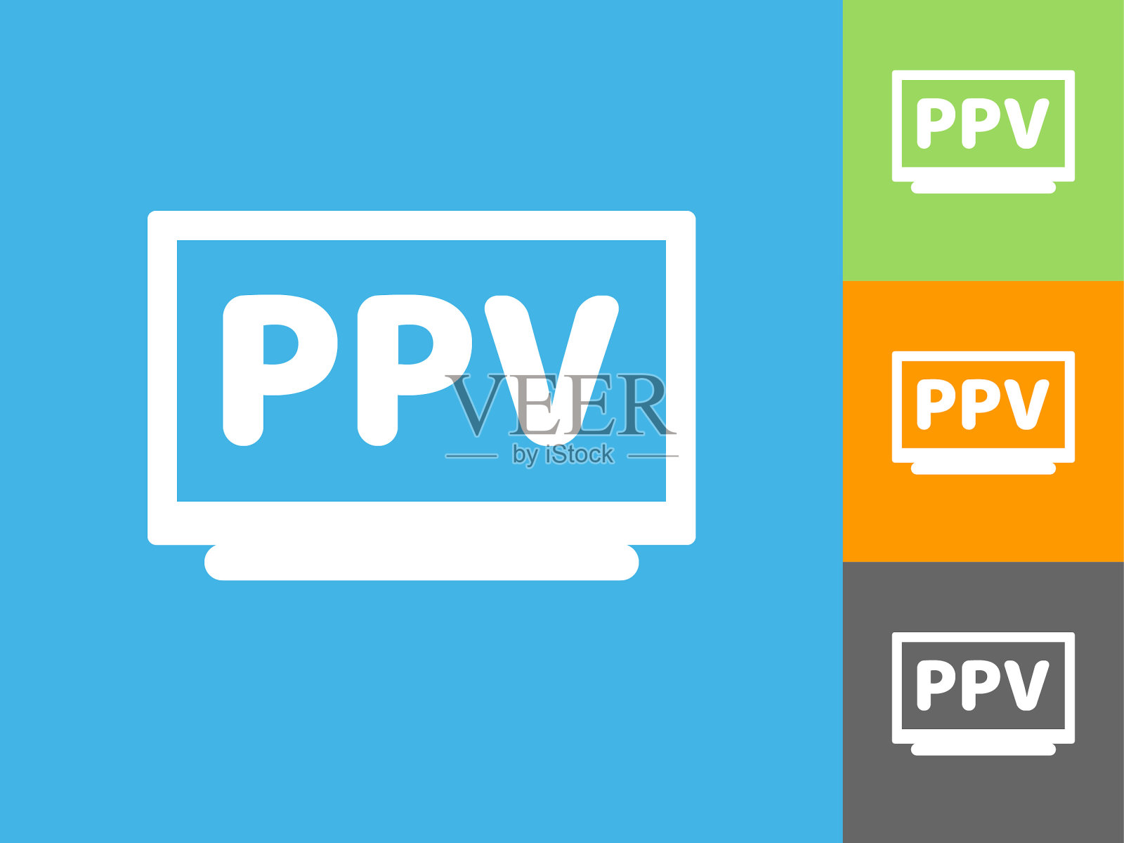 支付每视图平面图标上的蓝色背景插画图片素材