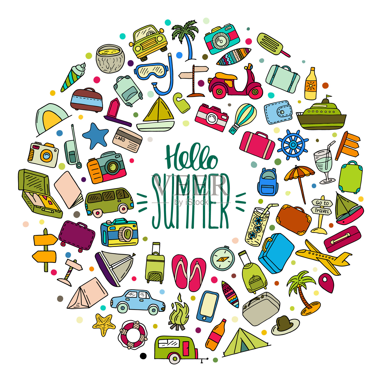 带文字的夏季banner插画图片素材