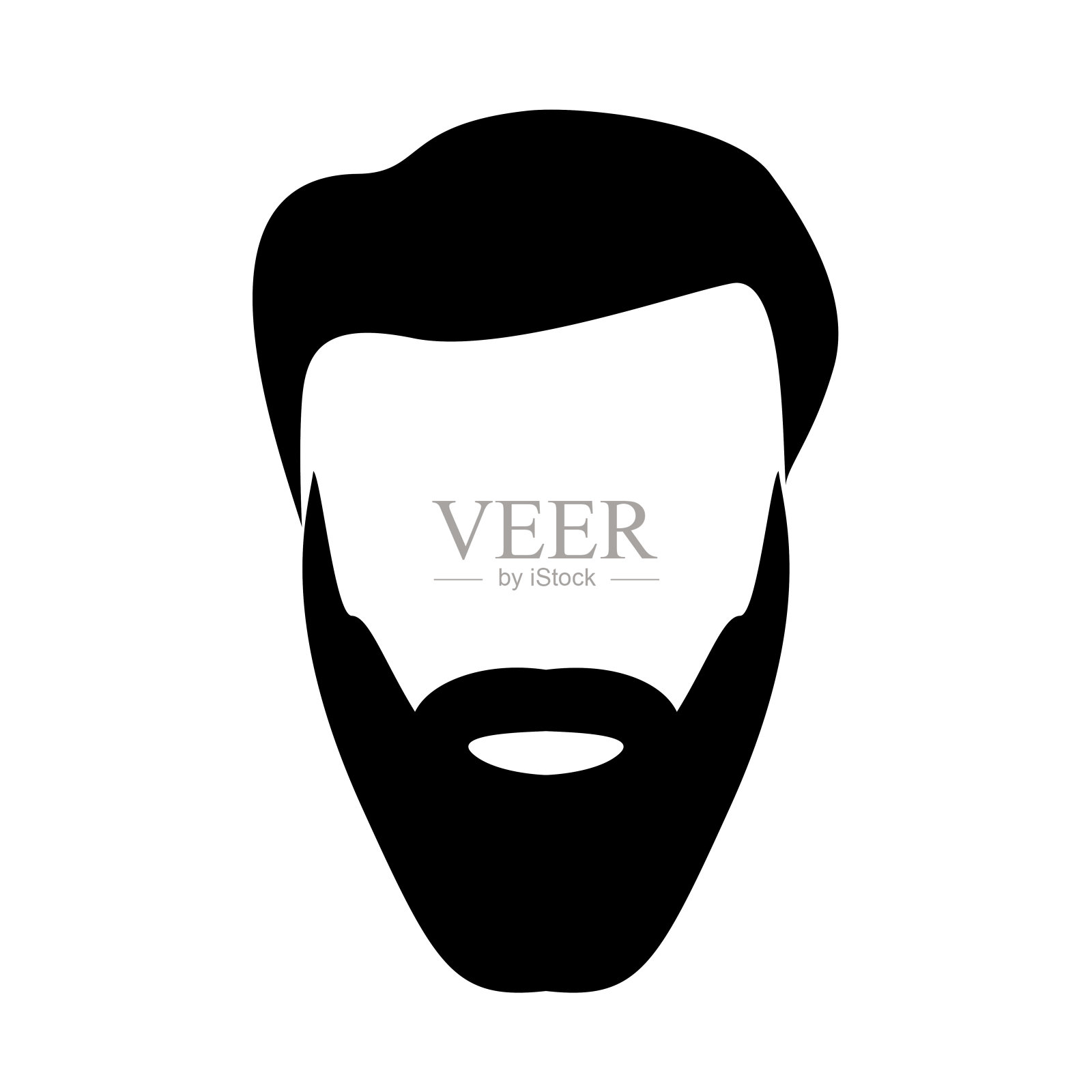 头上有胡子和头发的黑色图标。图标素材