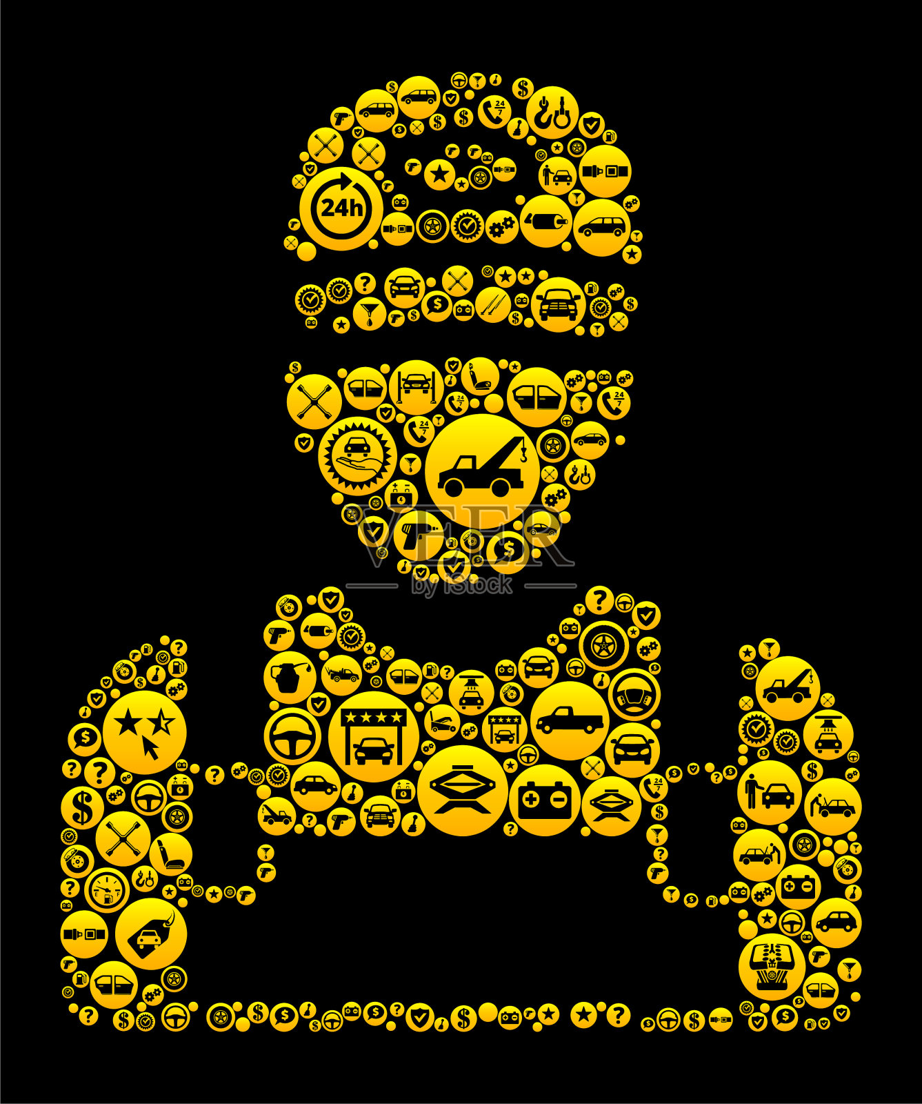 工人汽车和汽车修理图标背景插画图片素材