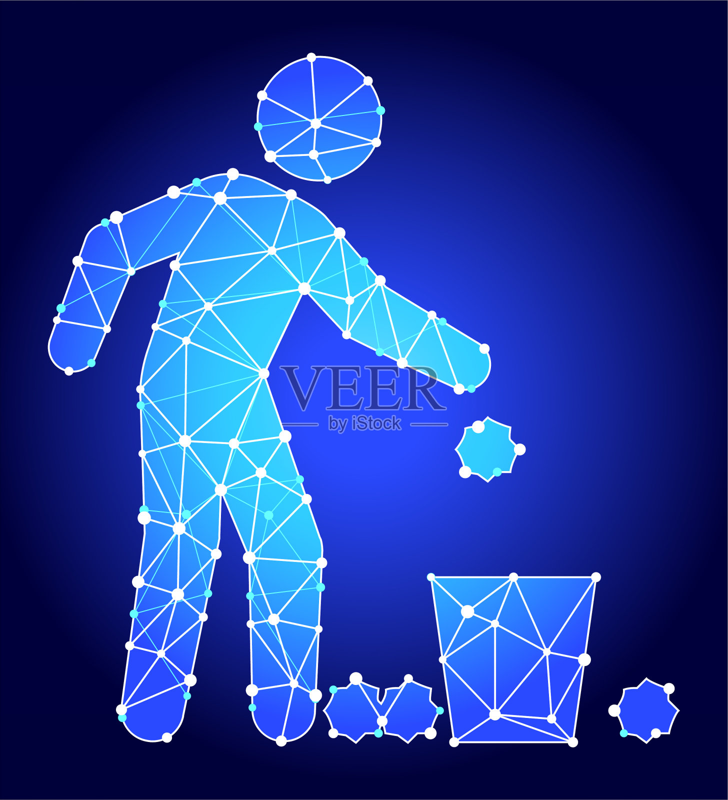 扔垃圾蓝色三角形节点向量模式插画图片素材