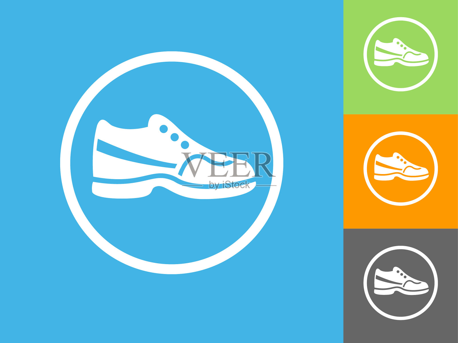 鞋平图标上的蓝色背景插画图片素材
