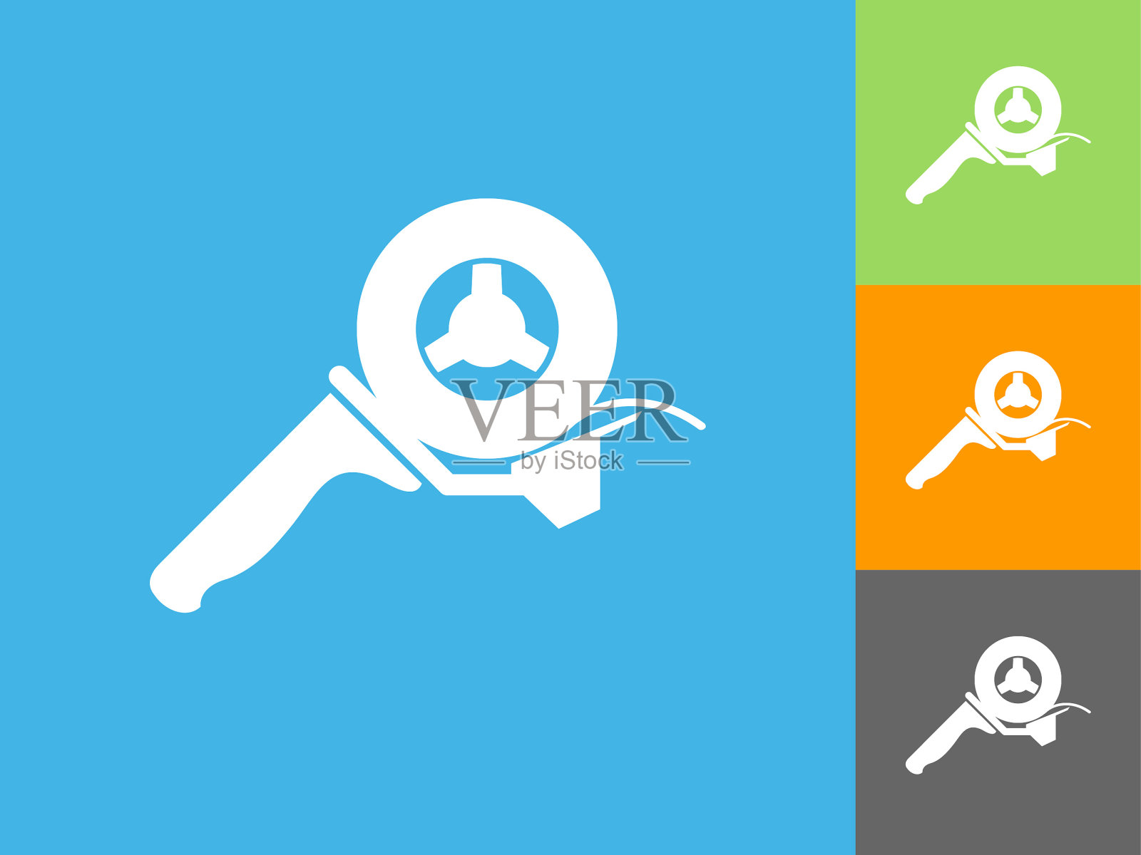 磁带平坦图标上的蓝色背景插画图片素材