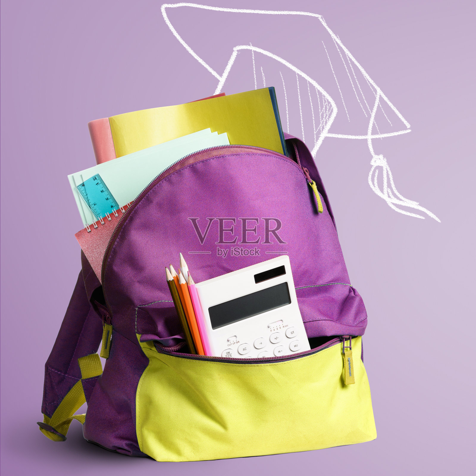 回到学校背包。照片摄影图片