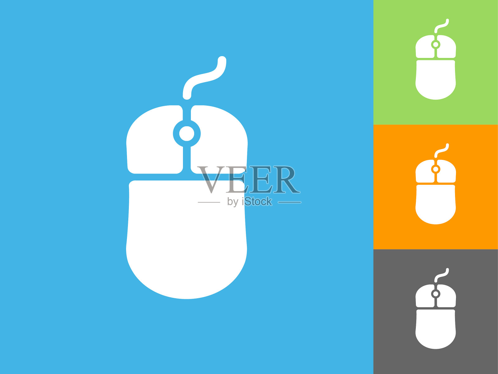 蓝色背景上的电脑鼠标平面图标插画图片素材