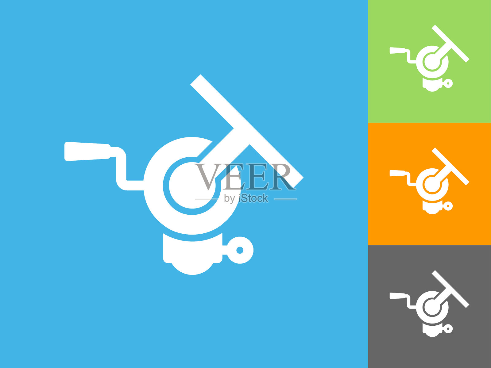 暗室放大平面图标上的蓝色背景插画图片素材