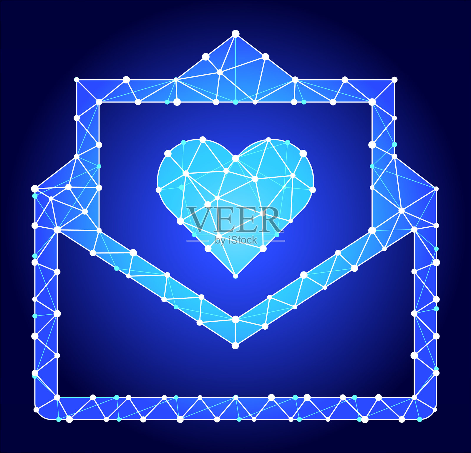 情书蓝色三角形节点向量模式插画图片素材