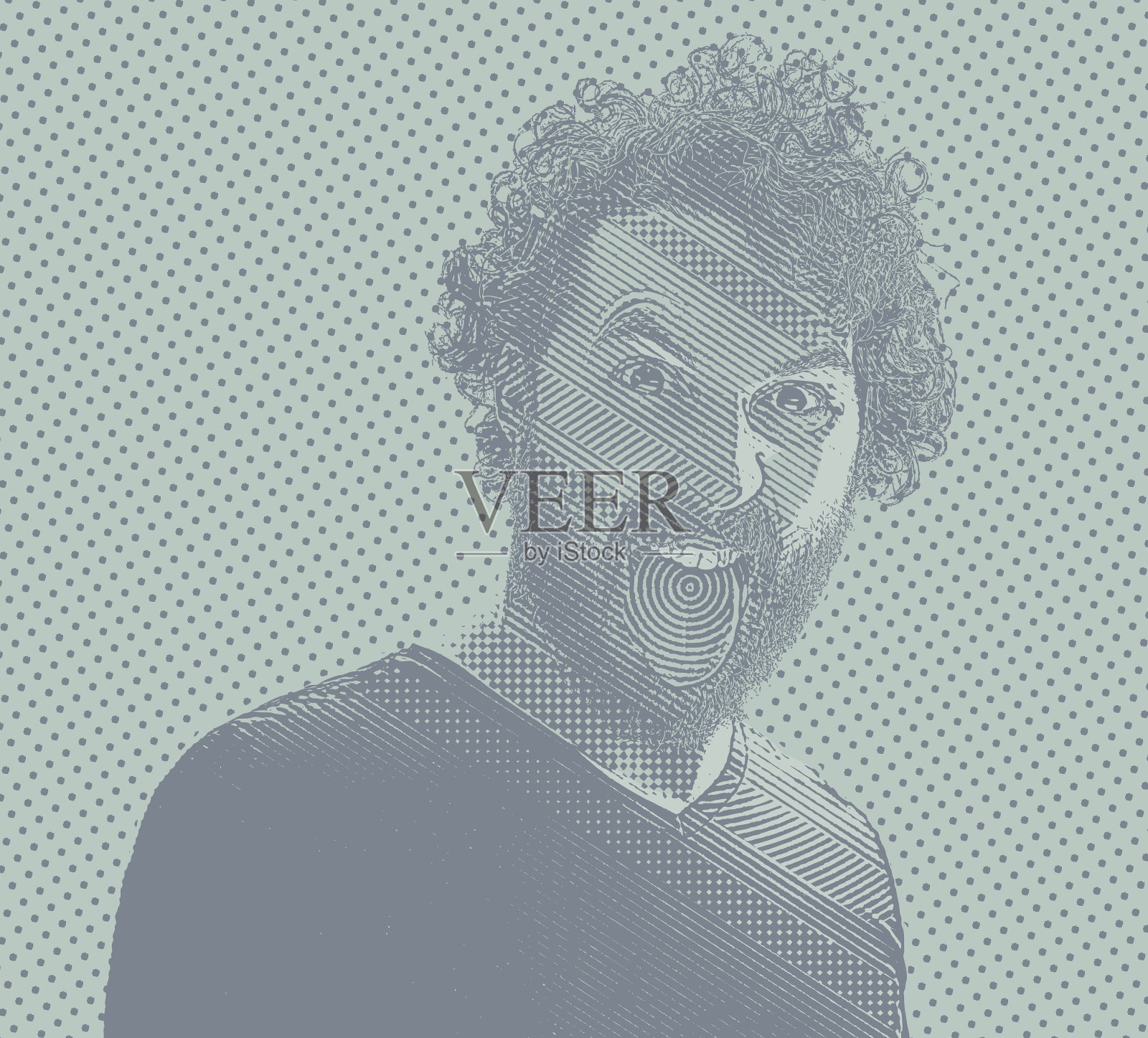 一个表情疯狂的年轻人插画图片素材