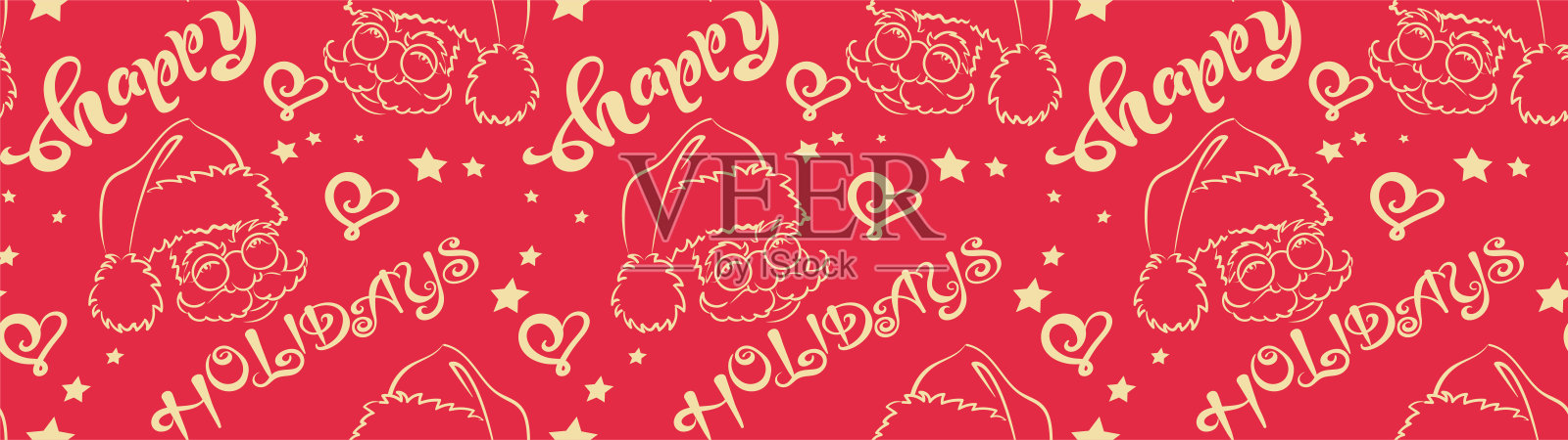 无缝圣诞图案与圣诞老人设计模板素材