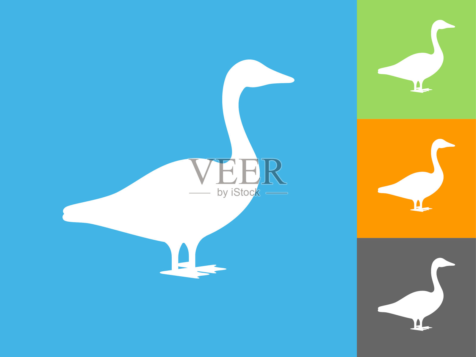 鹅平面图标上的蓝色背景插画图片素材
