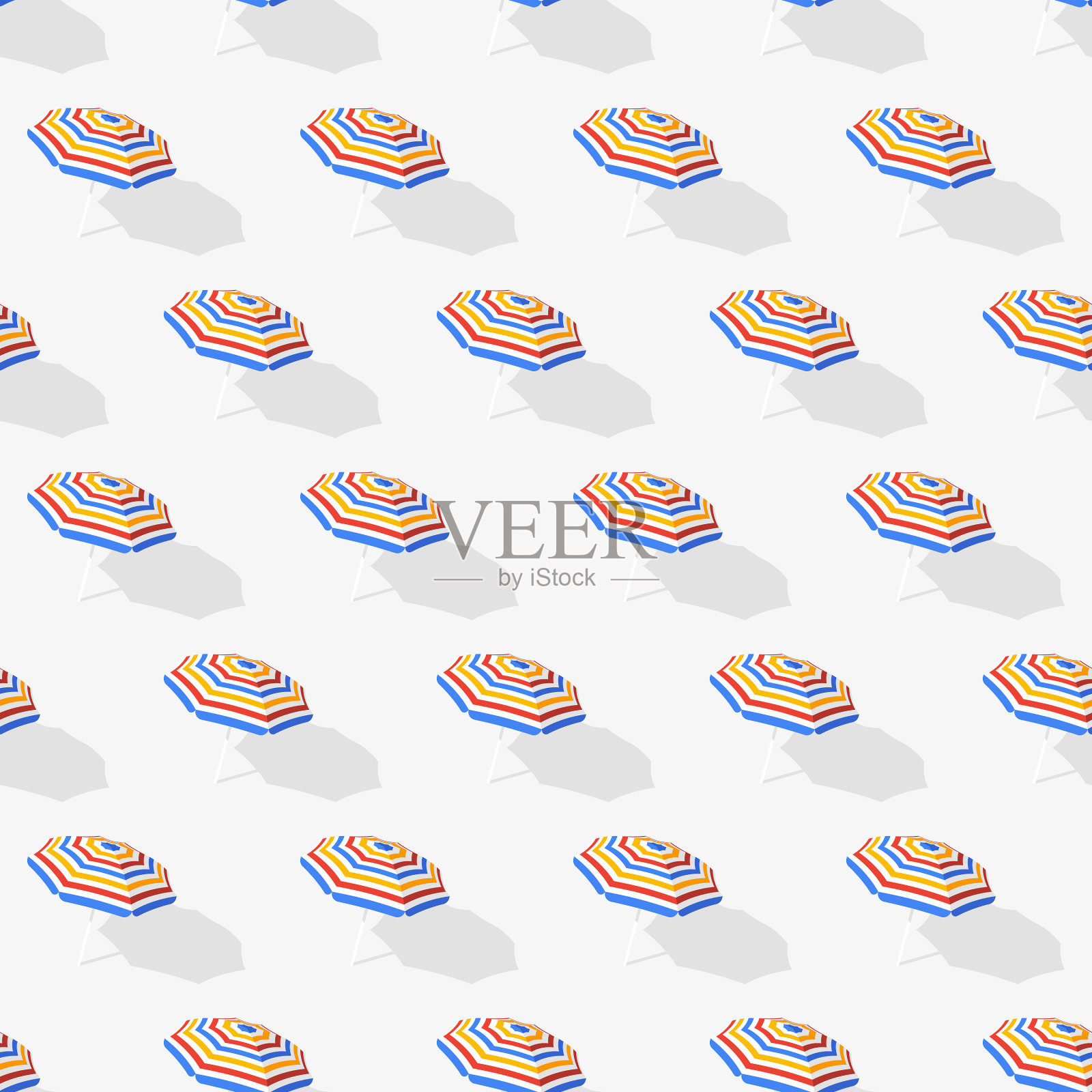 无缝海滩阳伞图案插画图片素材