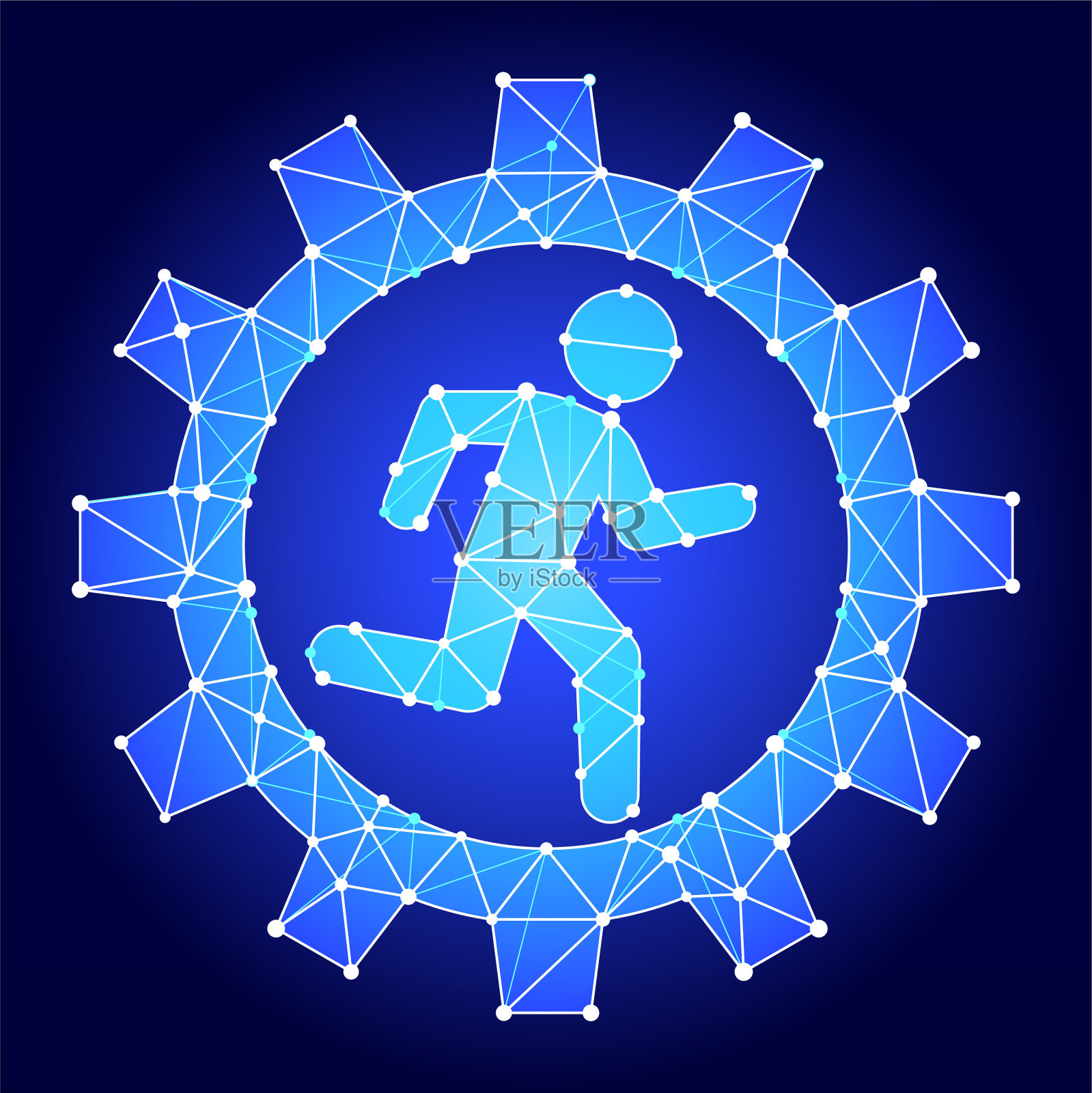 棍图运行齿轮蓝色三角形节点矢量模式插画图片素材