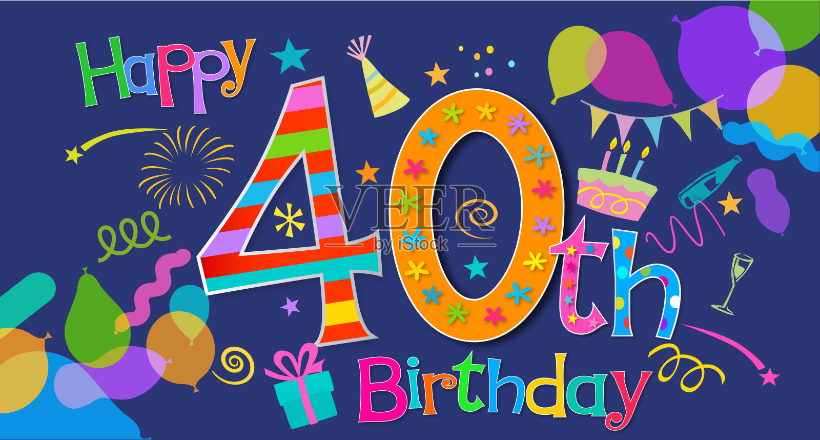 40岁生日祝福插画图片素材