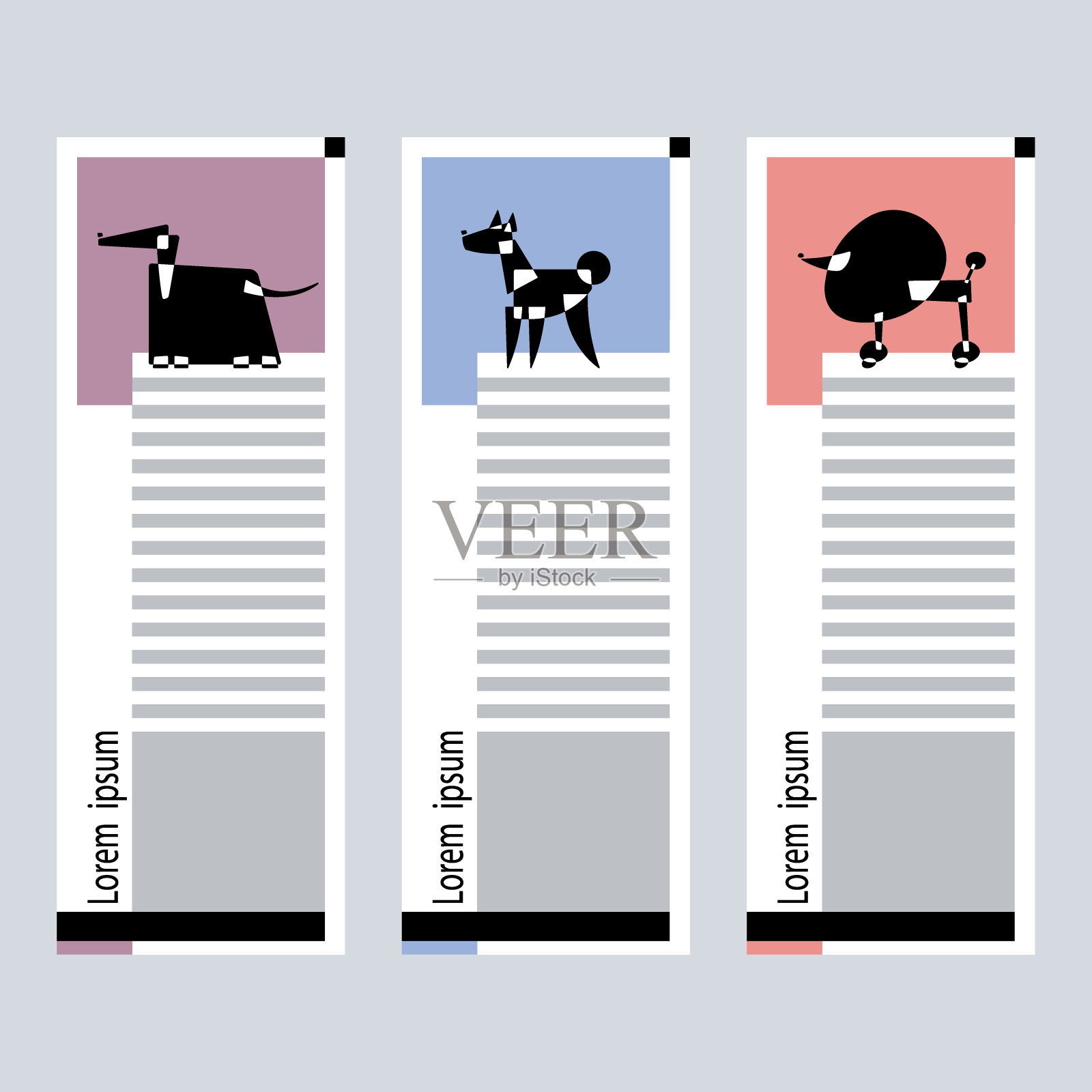 一套卡片与风格的狗品种插画图片素材