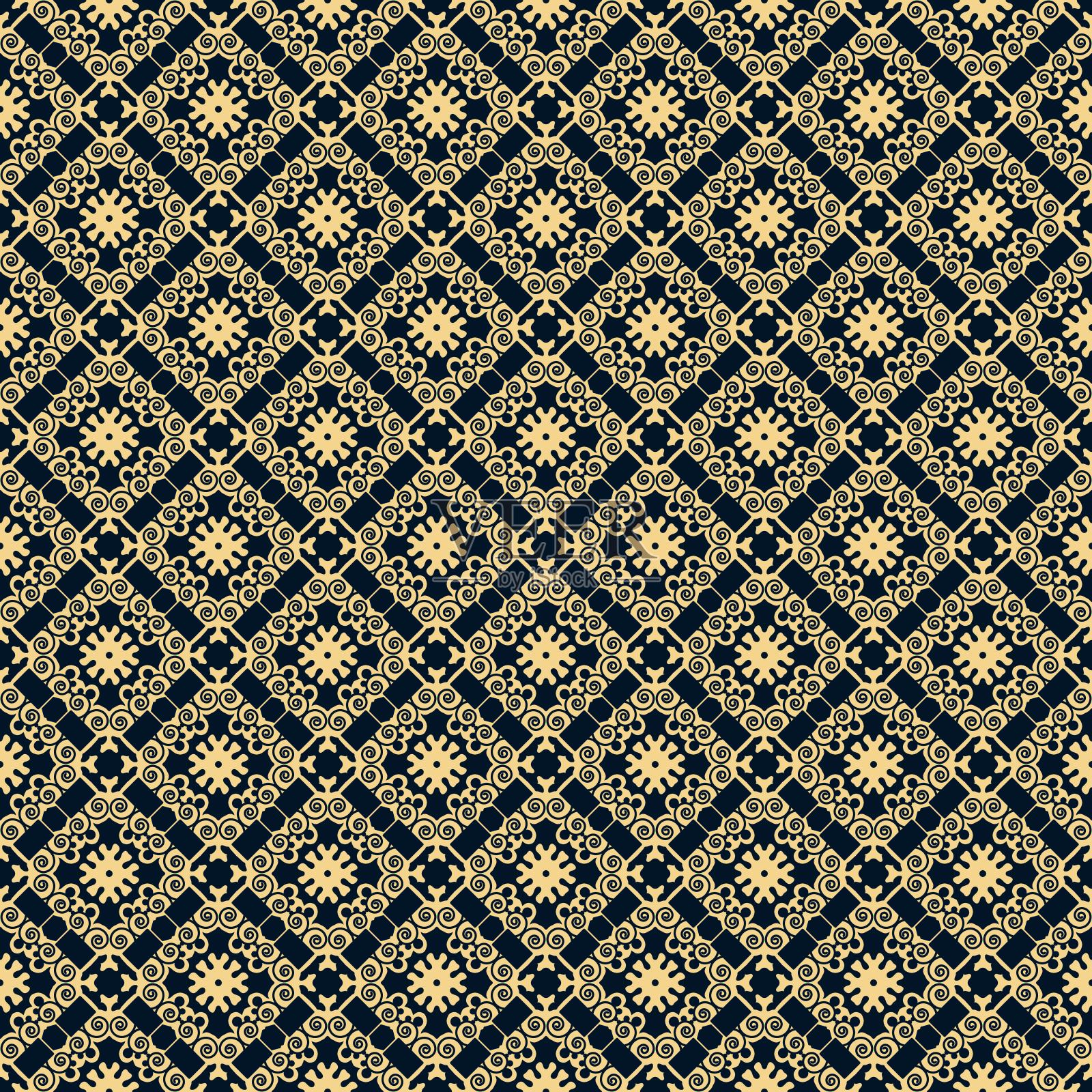 复古无缝图案背景插画图片素材