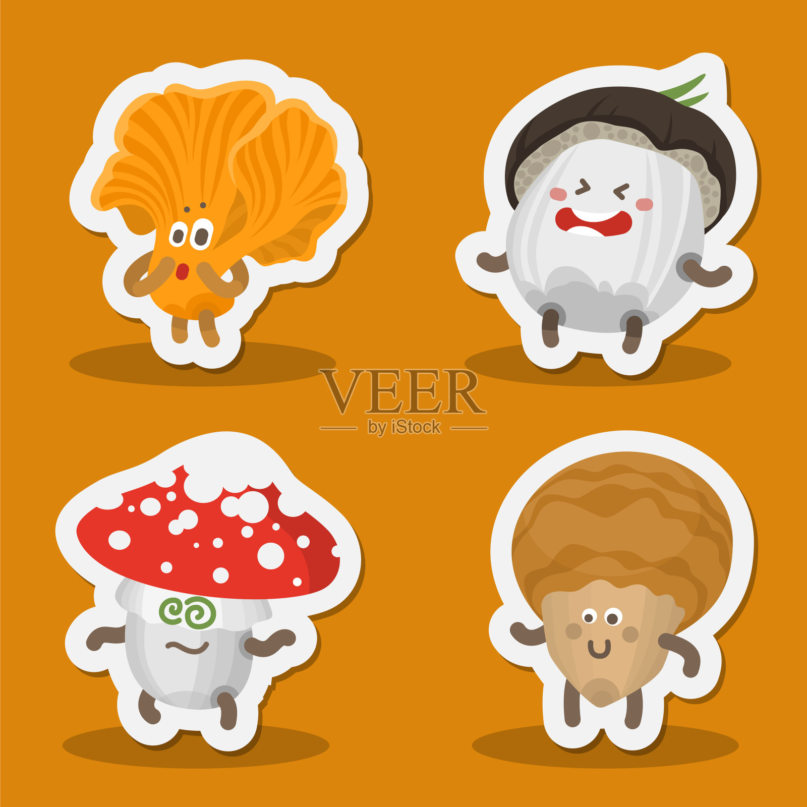 有趣的蘑菇表情，头像插画图片素材