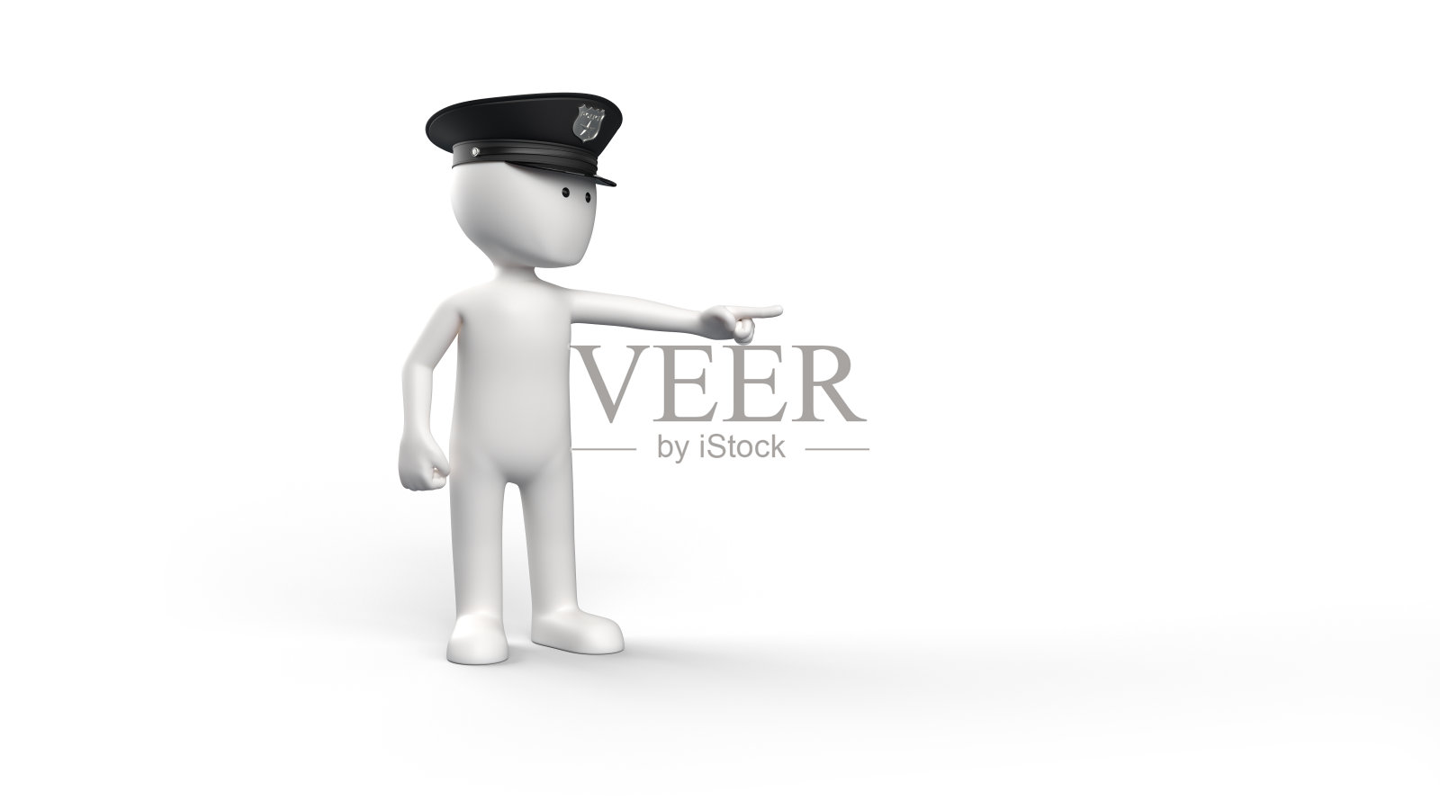 一个白色的角色与警察帽子的3D渲染照片摄影图片