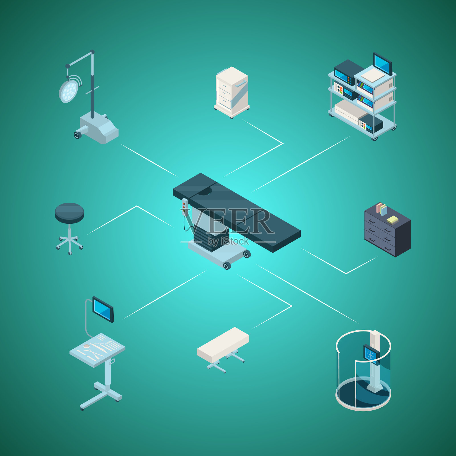 矢量等距医院图标信息图概念插图插画图片素材