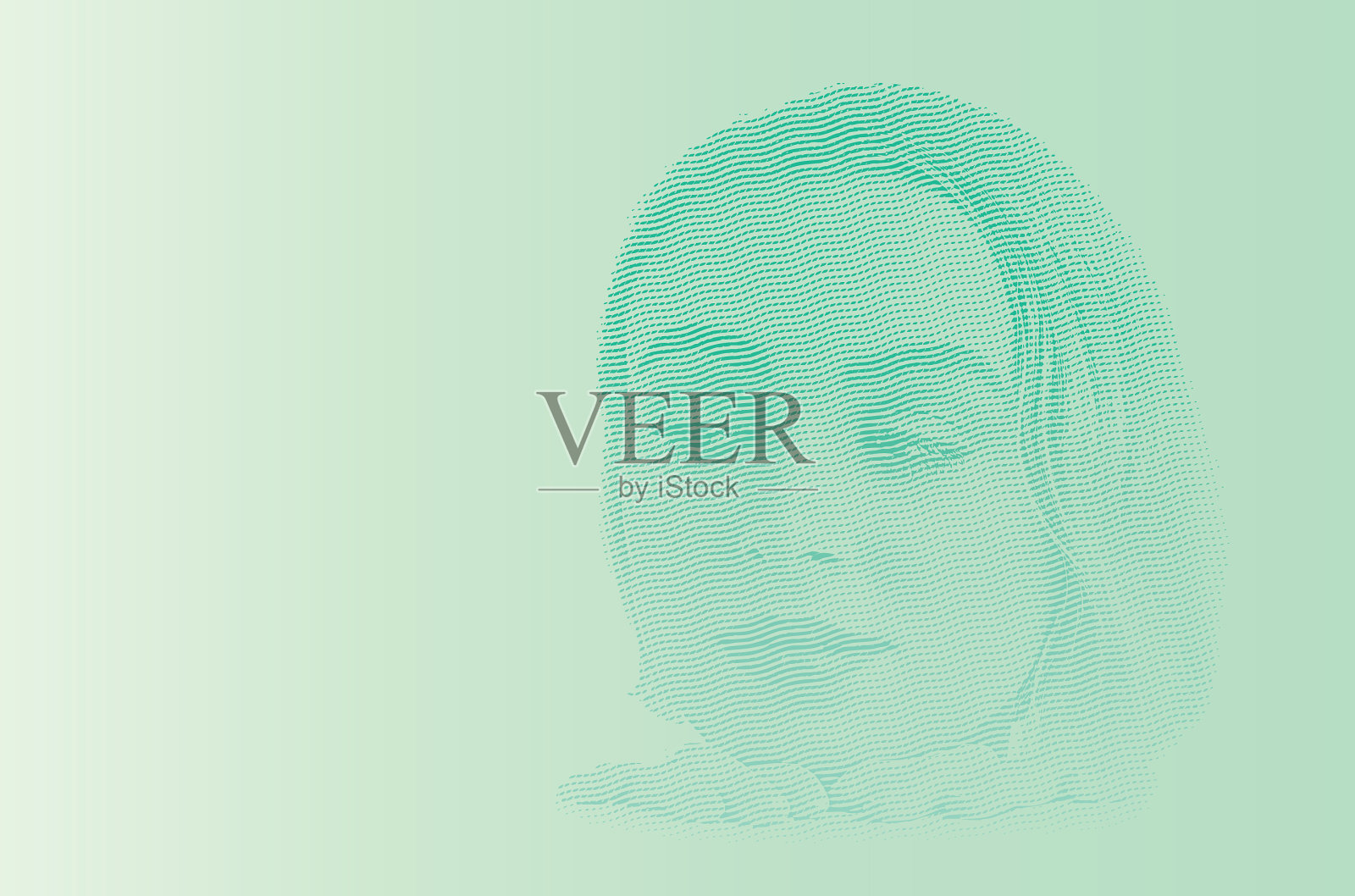 年轻女子面部高光雕刻，带文案空间插画图片素材