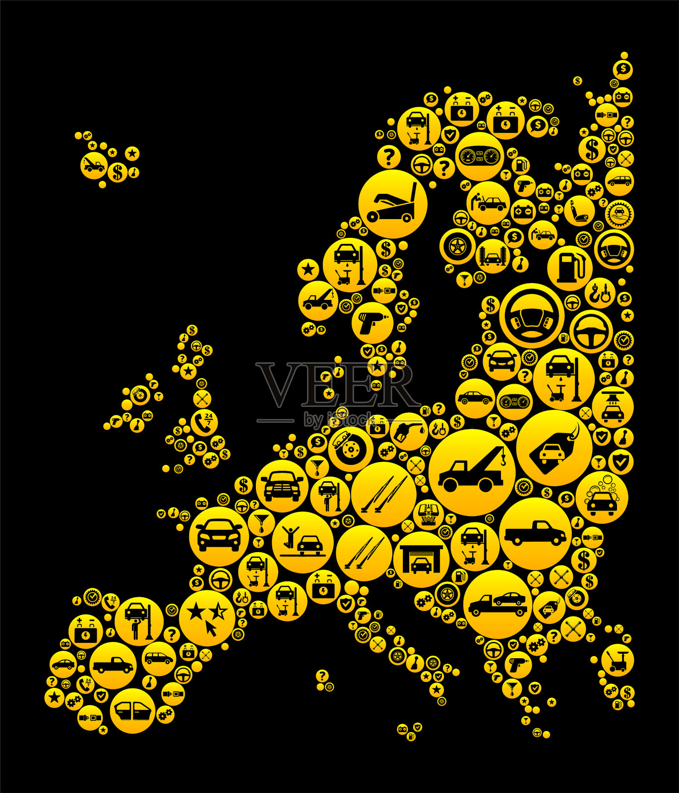 欧洲汽车和汽车修理图标背景插画图片素材