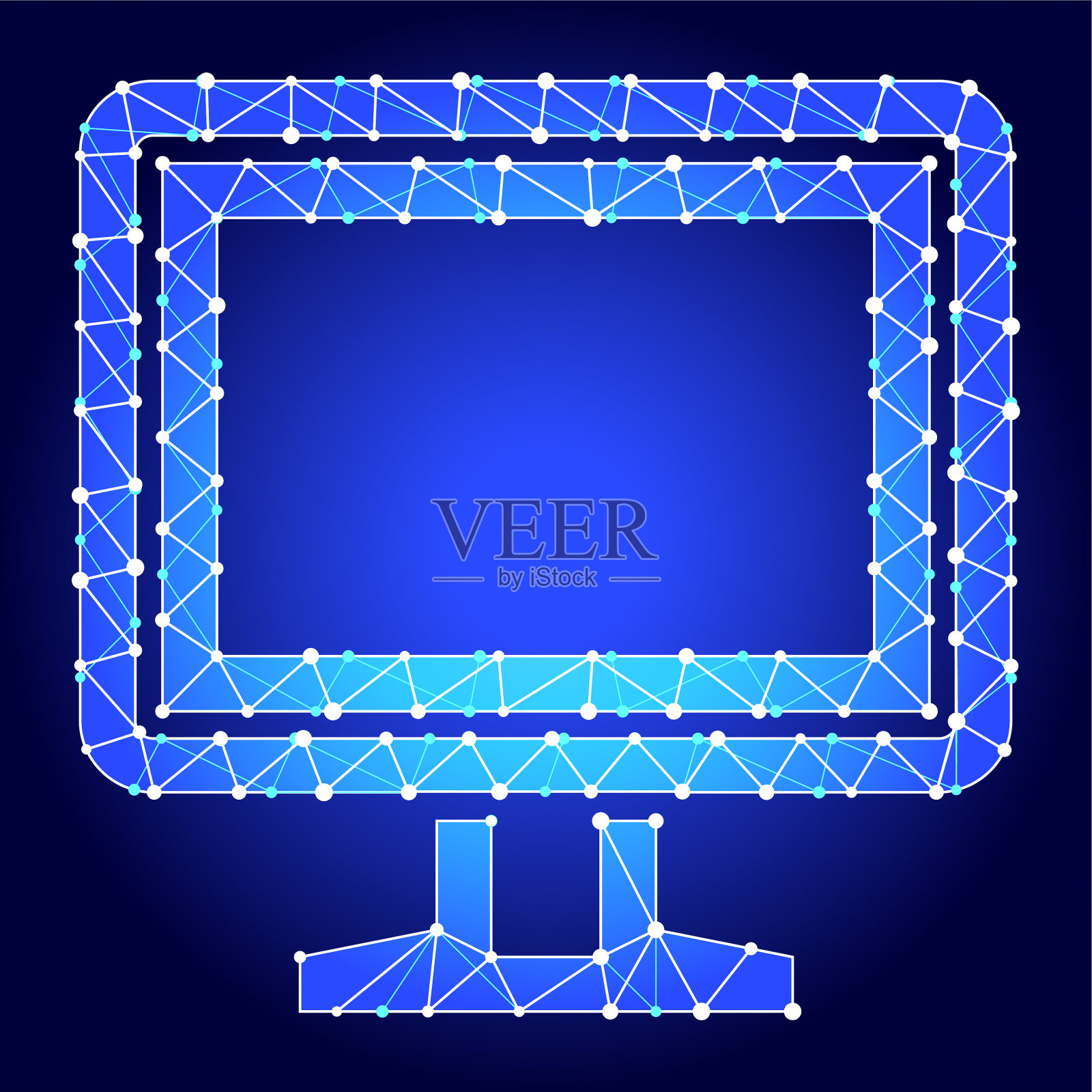 计算机显示器蓝色三角形节点向量模式插画图片素材