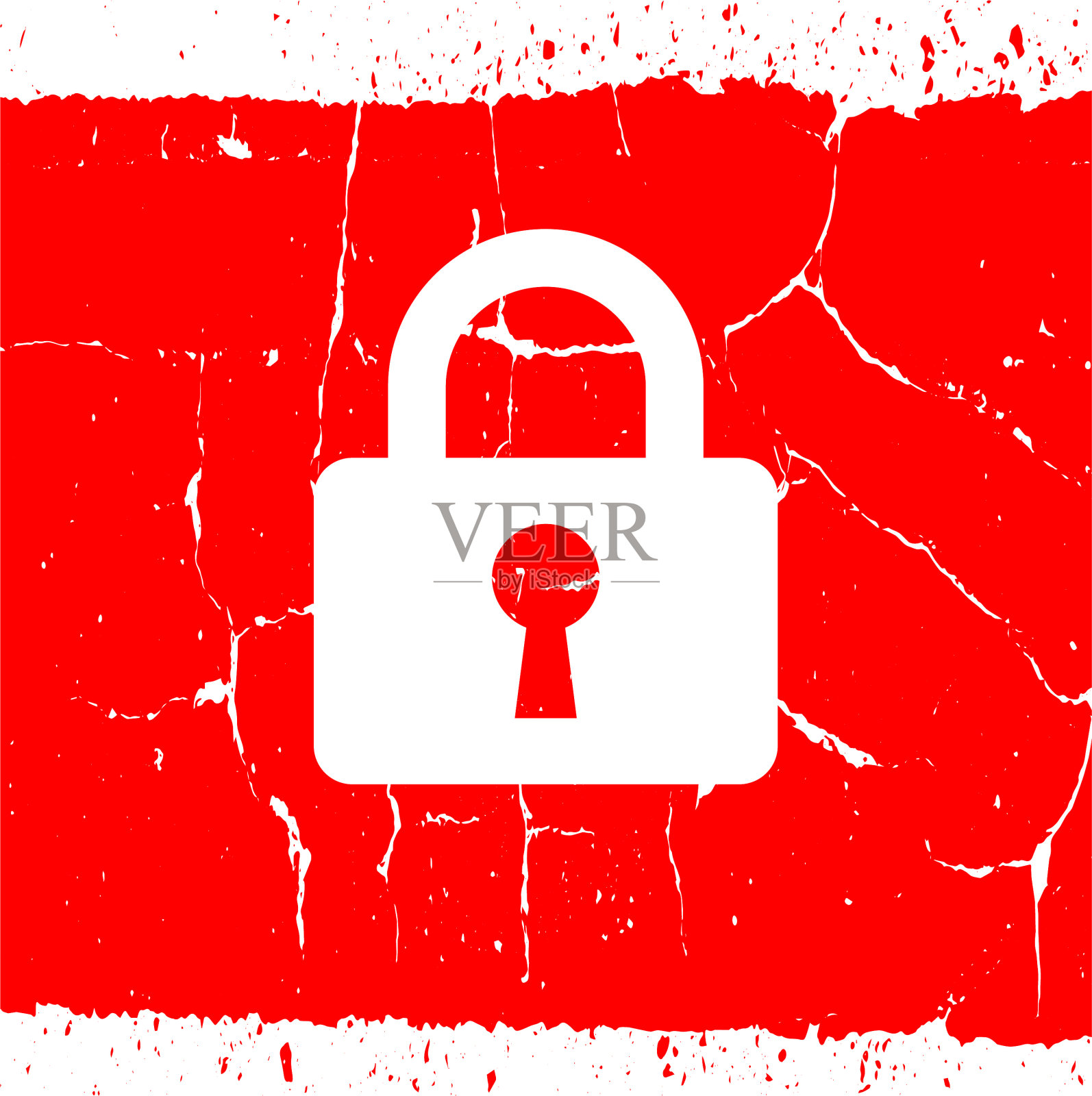 带有钥匙孔图标的挂锁插画图片素材