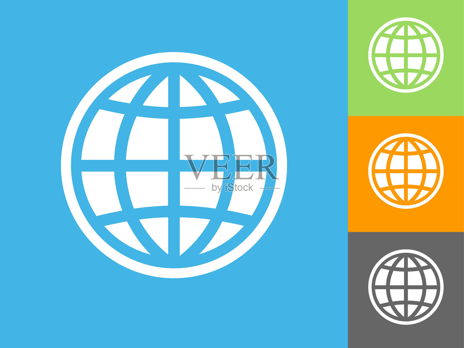 在蓝色背景上的地球平面图标插画图片素材