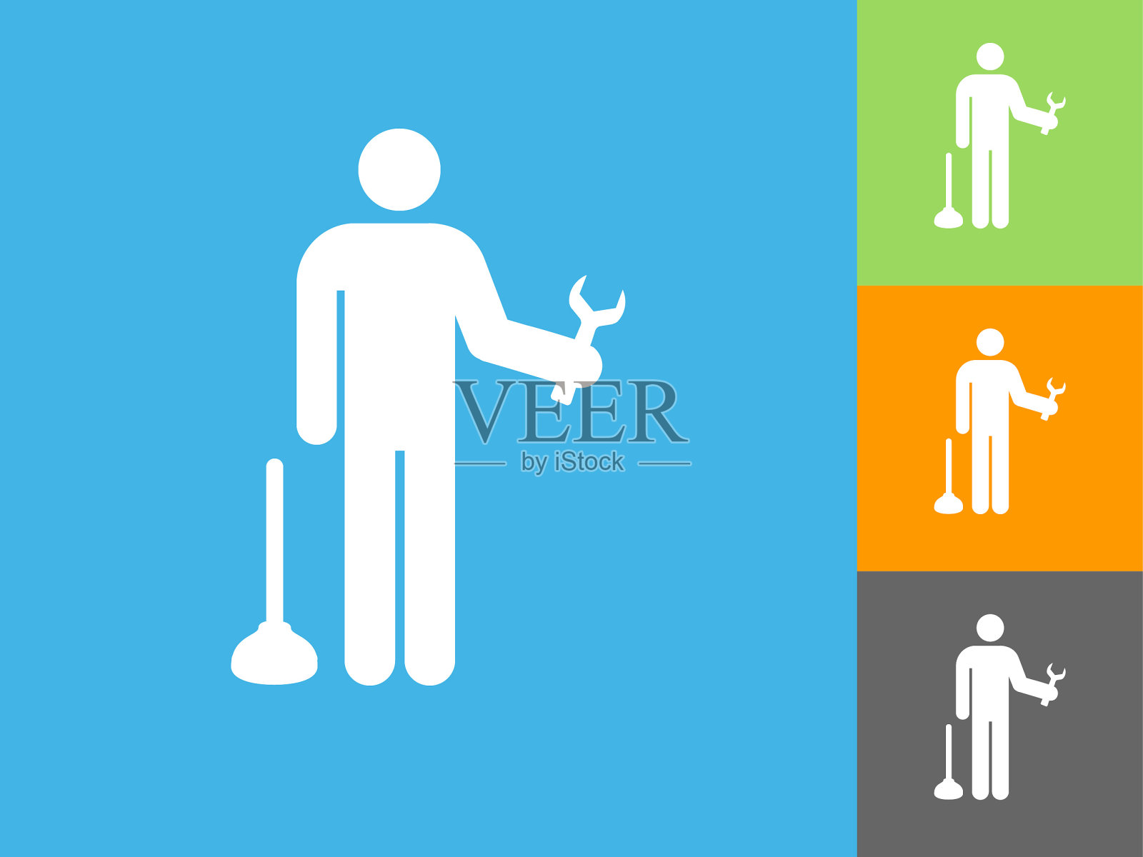 Plumer平图标在蓝色背景插画图片素材