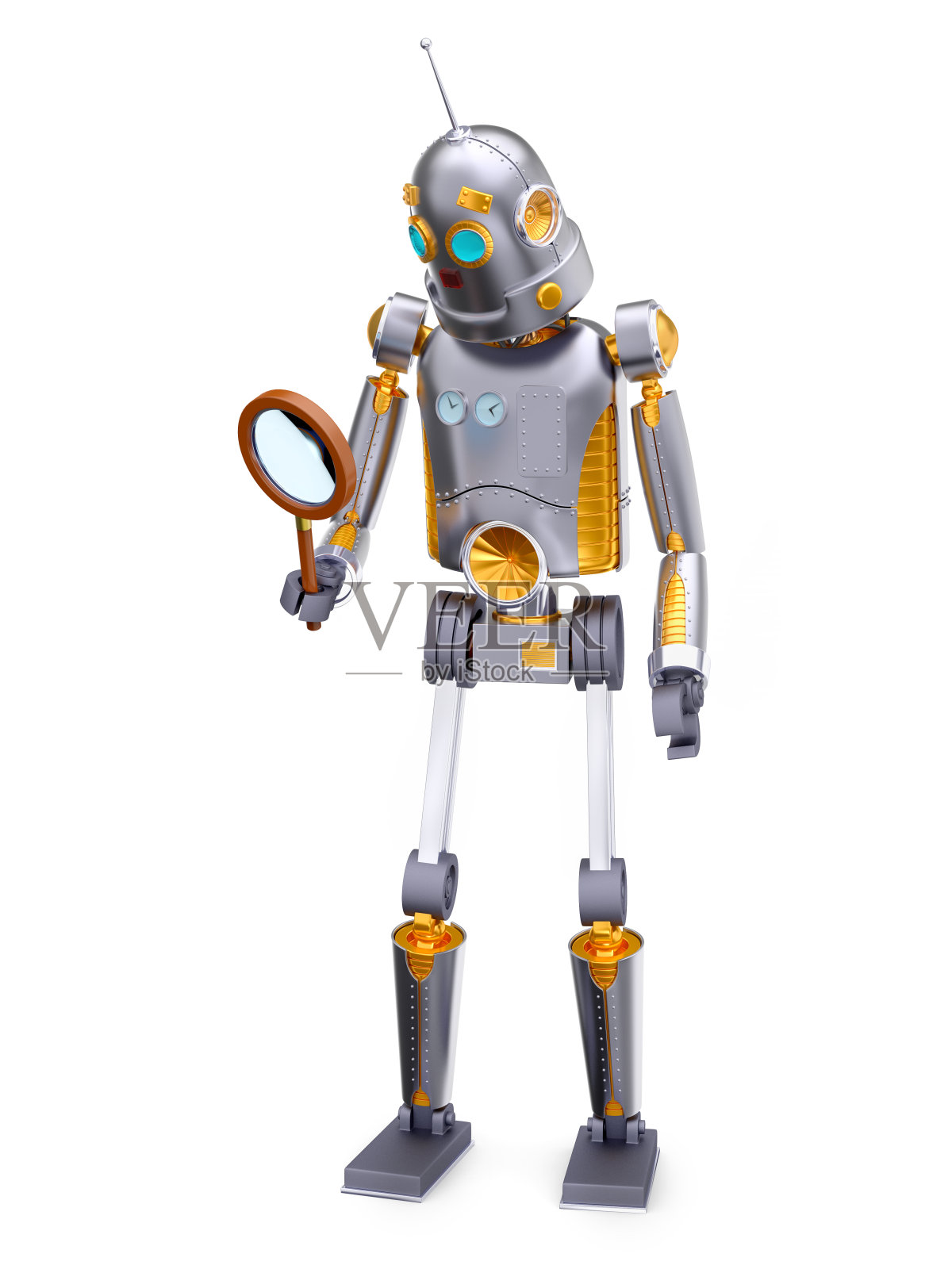 复古机器人放大镜照片摄影图片