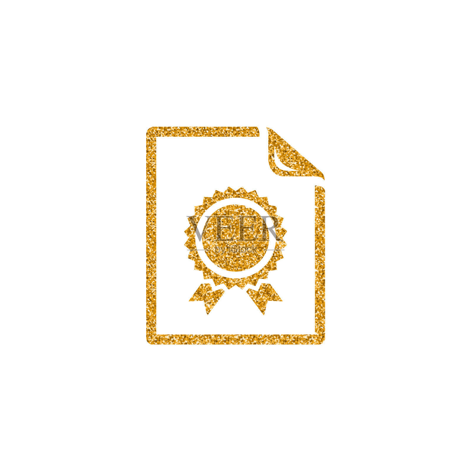 金色闪光图标-合同文件插画图片素材