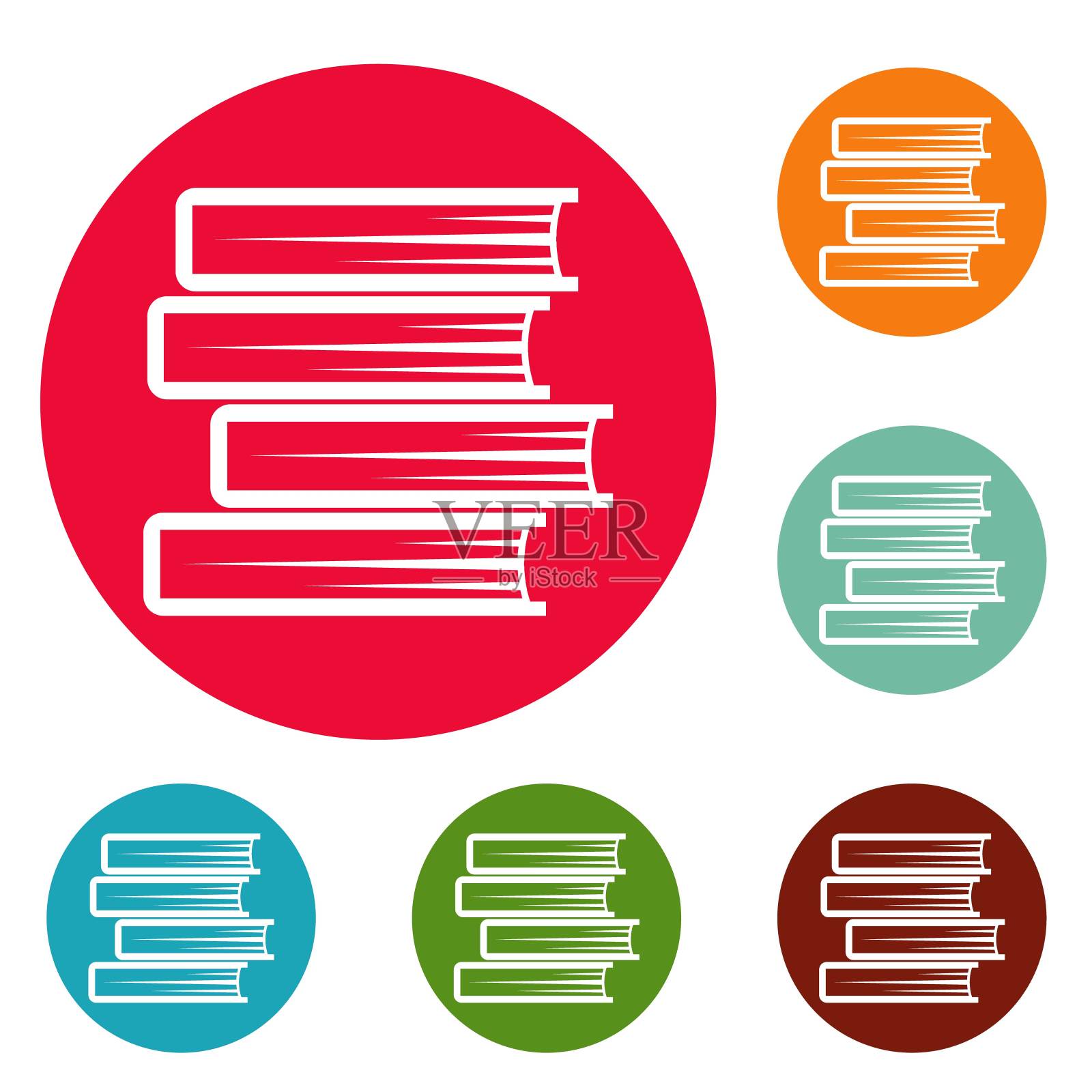 书学生图标圆集合向量插画图片素材