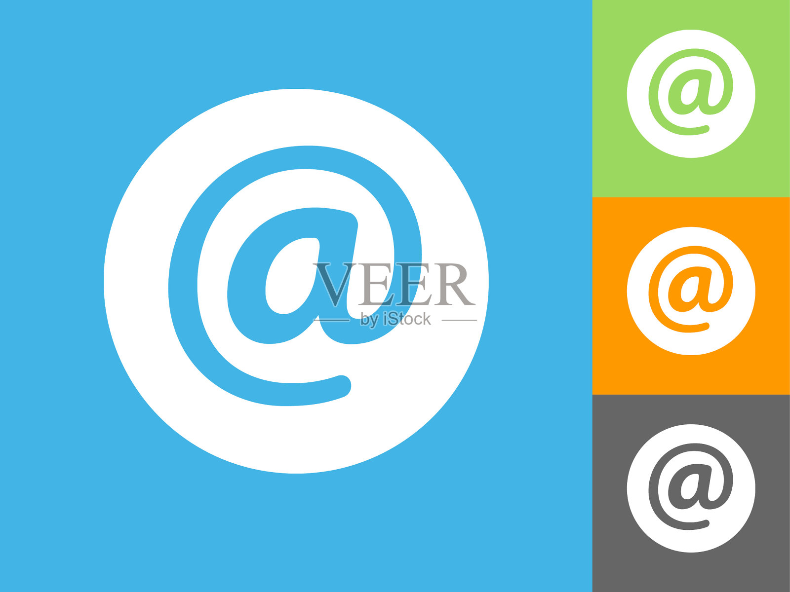 电子邮件平面图标上的蓝色背景插画图片素材