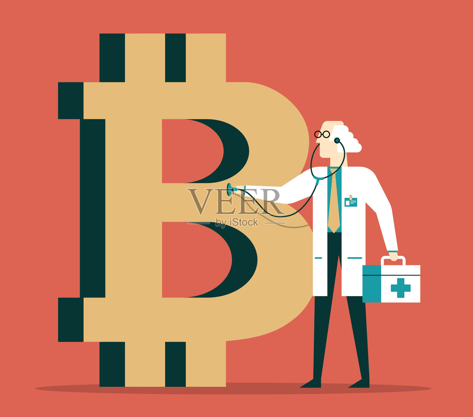 比特币概念-病态插画图片素材