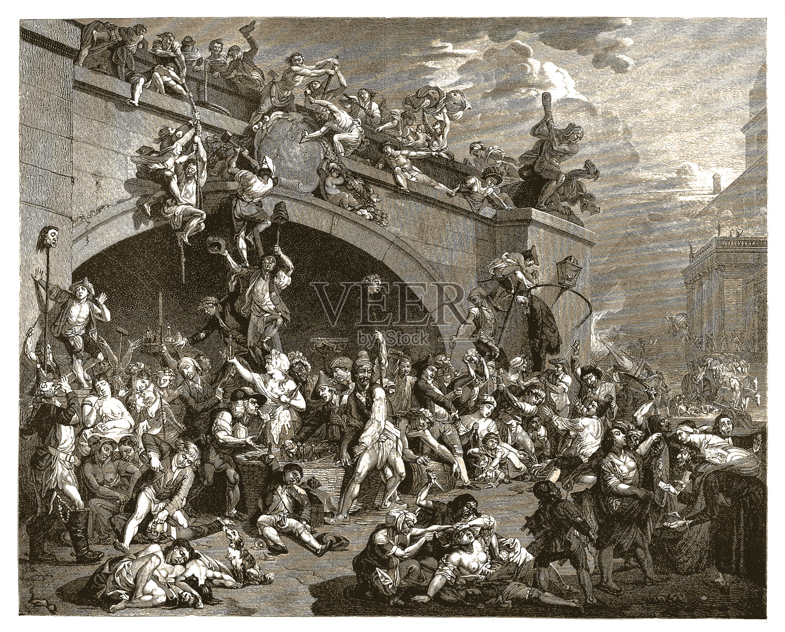 攻占巴士底狱(1789年法国大革命插画图片素材